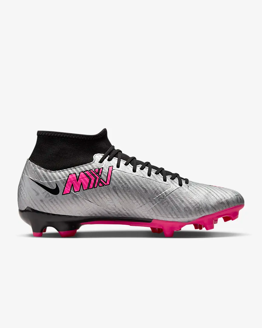 NIKE ZOOM MERCURIAL SUPERFLY 9 ACADEMY XXV MG METALLIC SILVER/BLACK-HYPER PINK