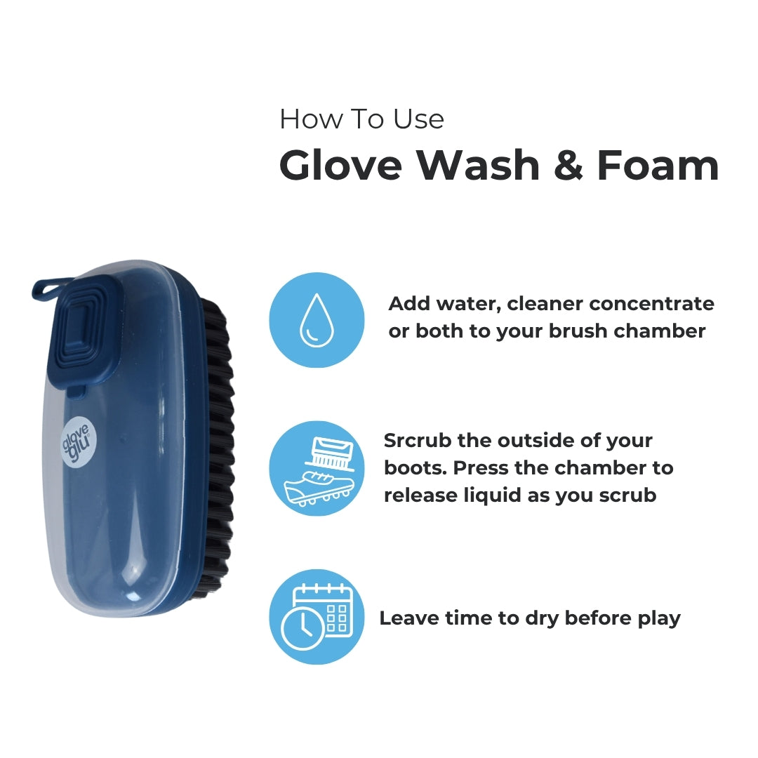 GLOVEGLU CLEAN KICK CONCENTRATE (120ml) GLOVEGLU CLEAN KICK STARTER KIT: PUMP BRUSH + CONCENTRATE (120ml)