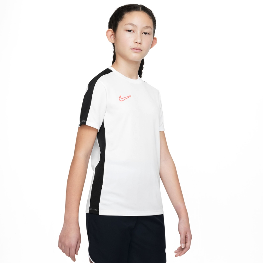 NIKE DRI-FIT ACADEMY23 T-SHIRT JUNIOR WHITE/BLACK/BRIGHT CRIMSON