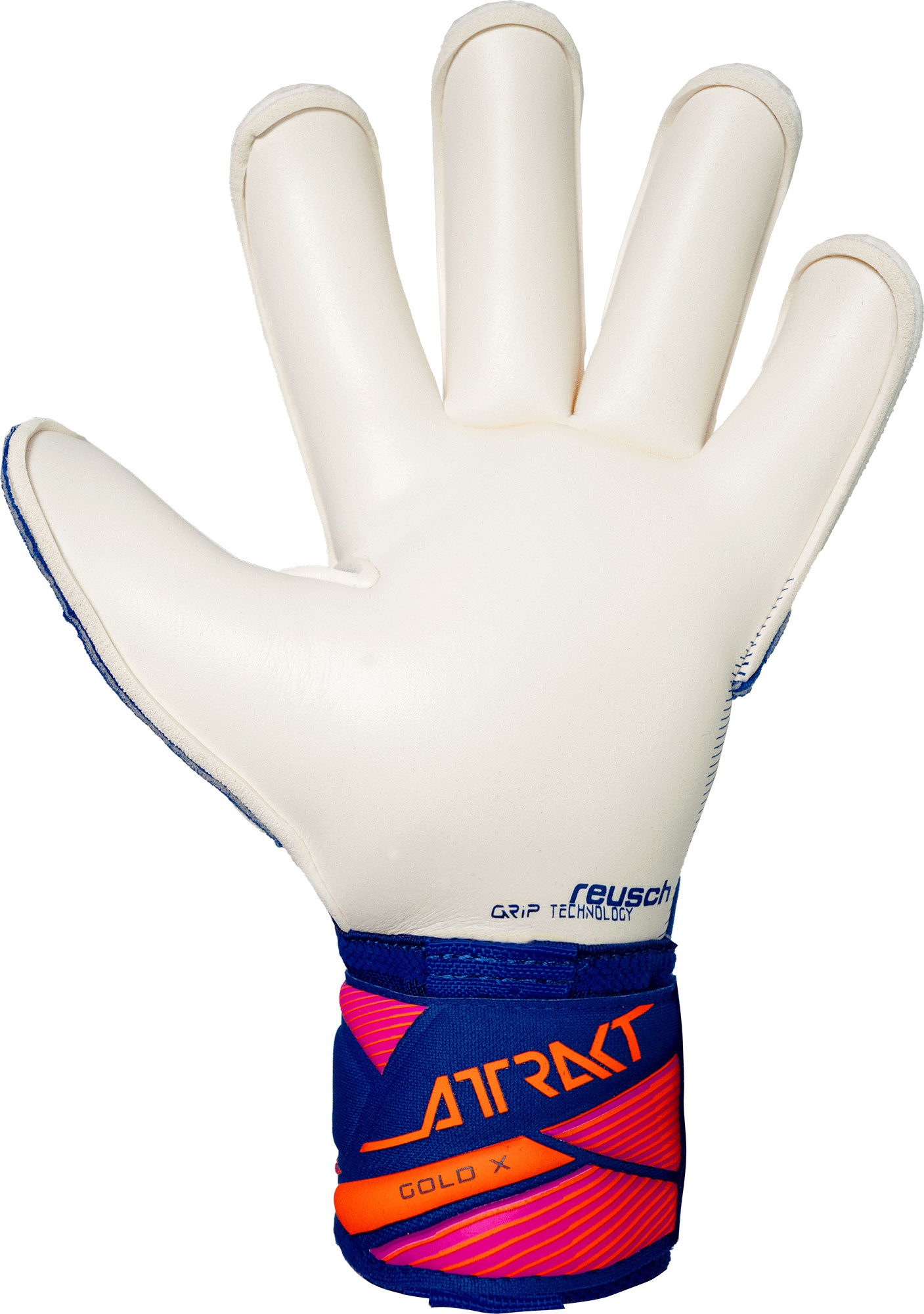 REUSCH ATTRAKT GOLD X ROLL FINGER SHARP BLUE / WHITE / SHOCKING ORANGE