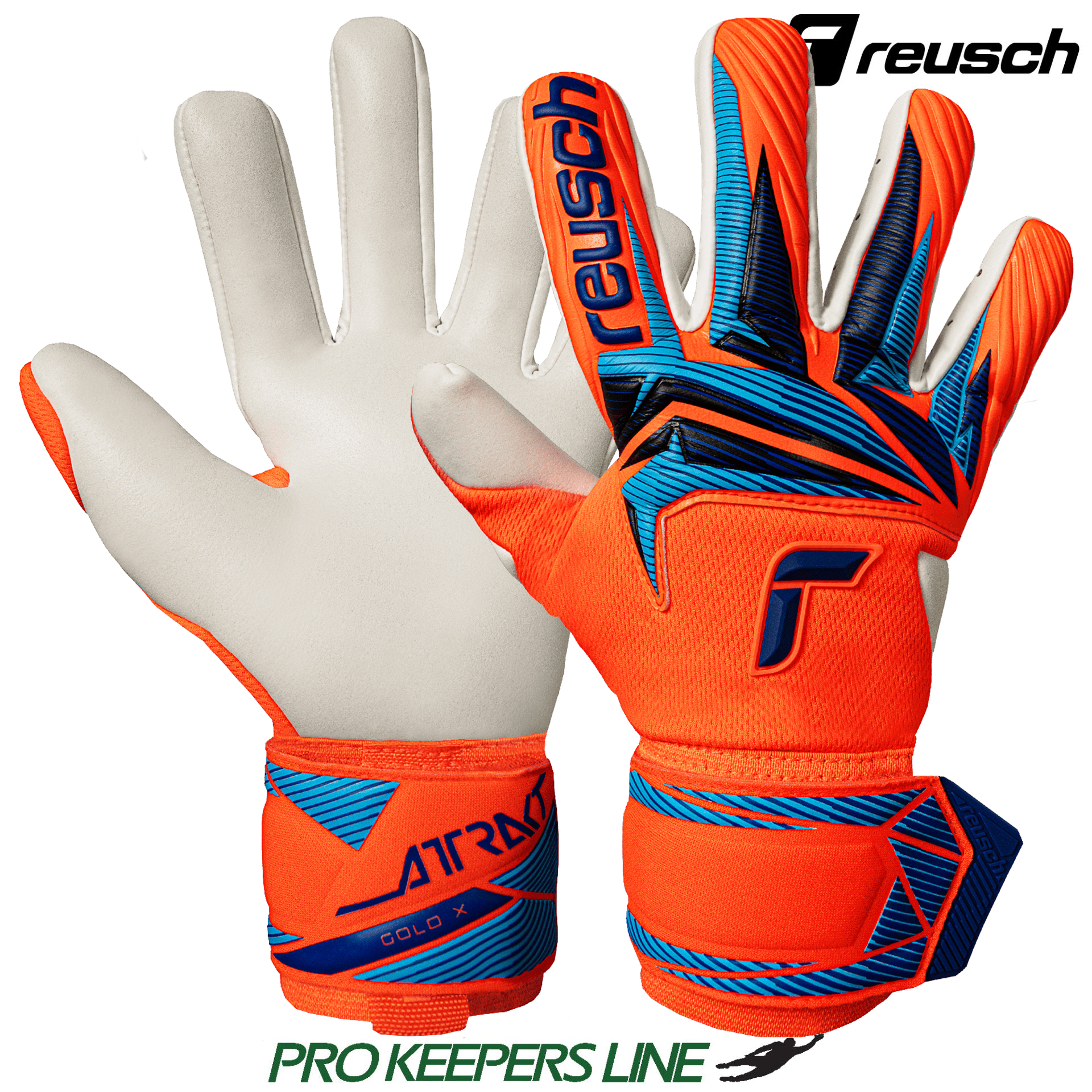 REUSCH ATTRAKT GOLD X NC SHOCKING ORANGE/BLUE