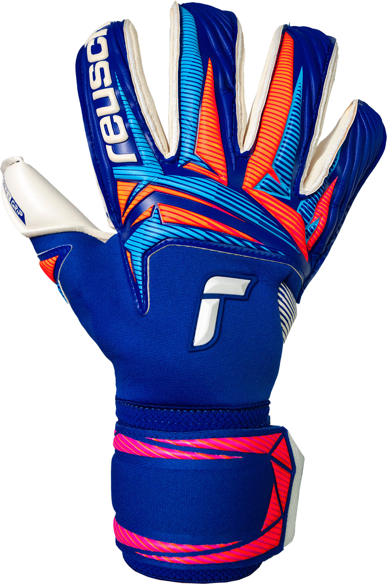 REUSCH ATTRAKT GOLD X ROLL FINGER SHARP BLUE / WHITE / SHOCKING ORANGE