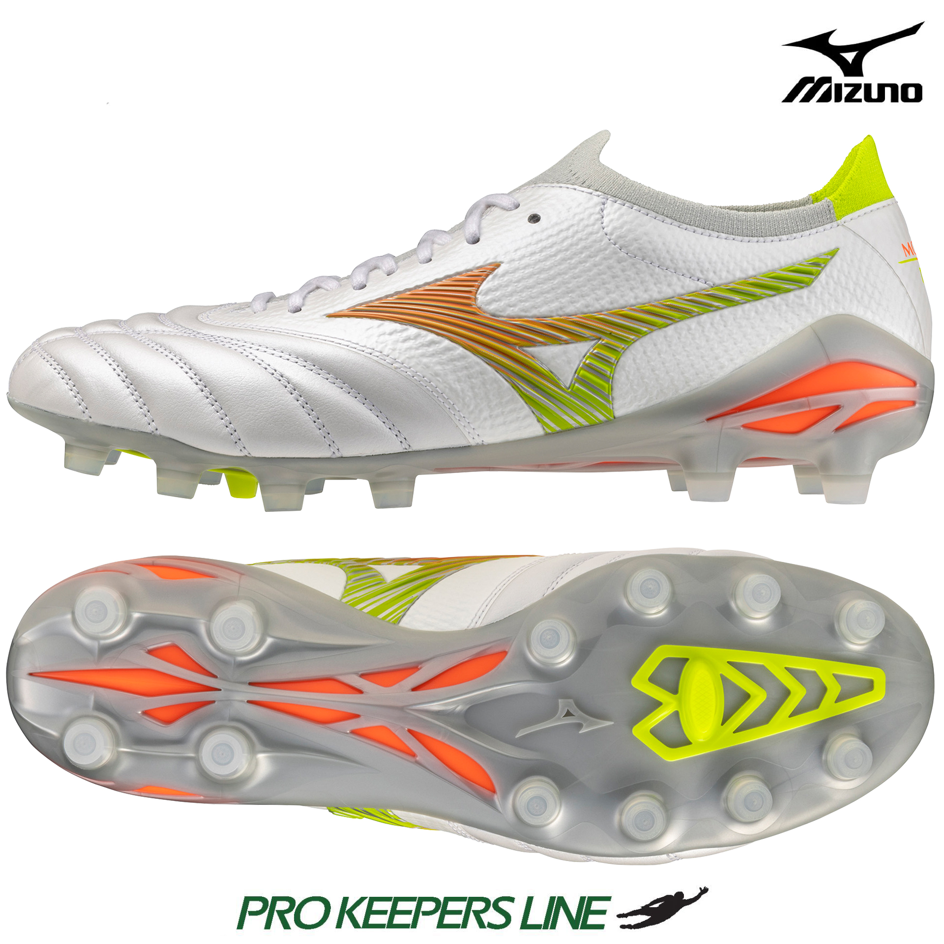 MIZUNO MORELIA NEO V BETA JAPAN FG WHITE/LAVA ORANGE/EVENING PRIM