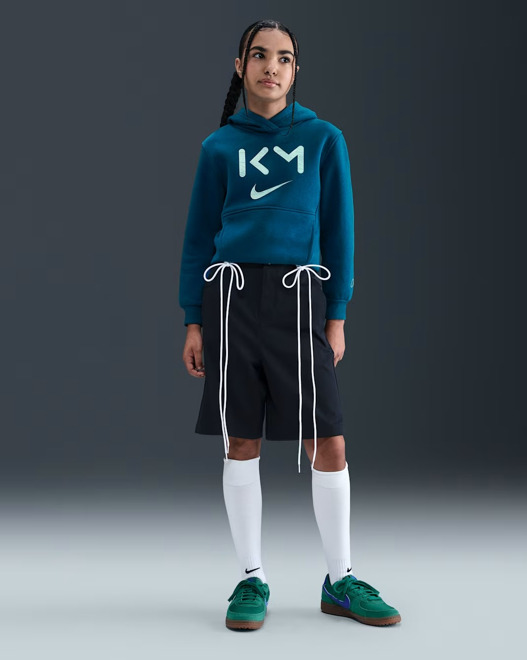 NIKE KM CLUB FLEECE JUNIOR HOODIE GREEN ABYSS/IGLOO