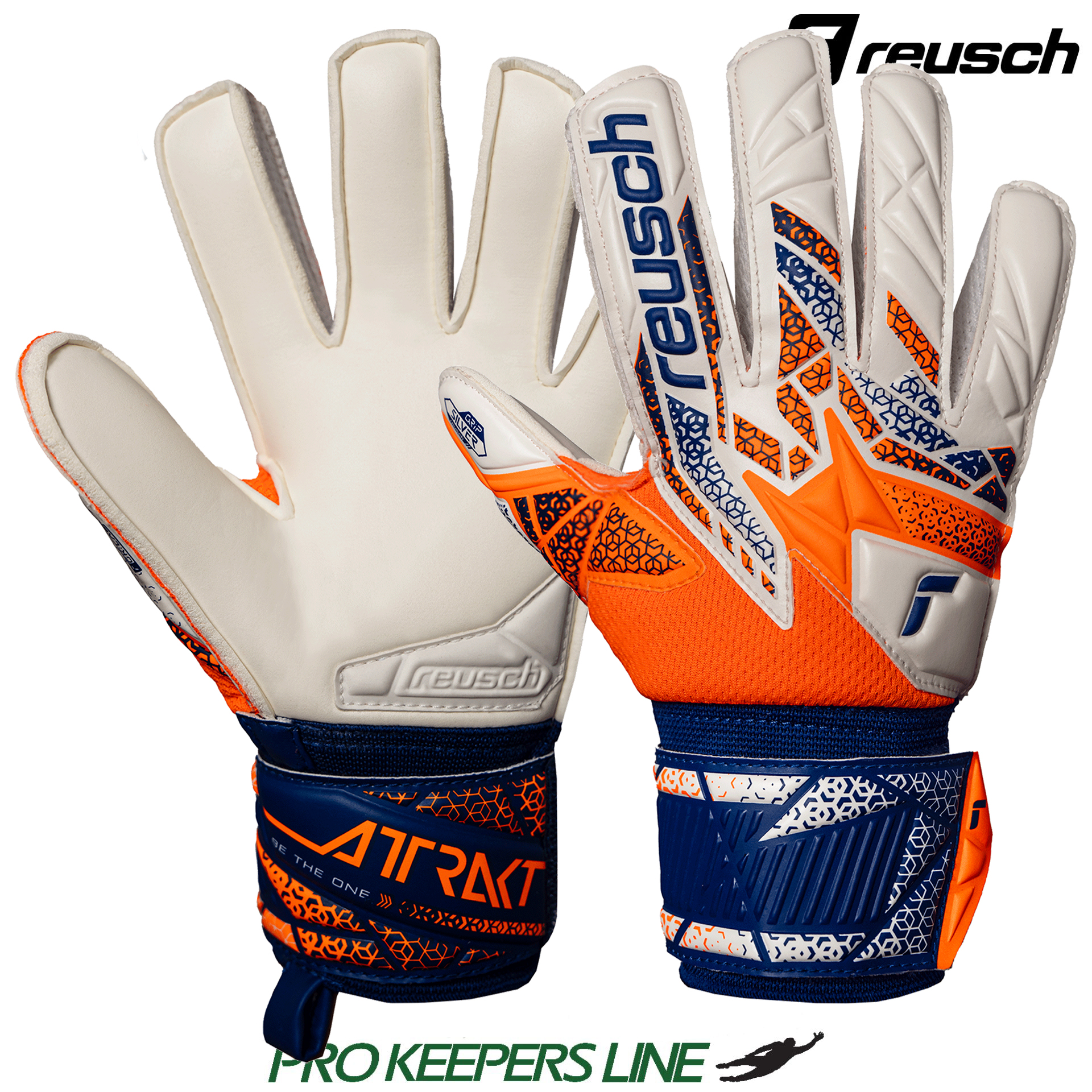 REUSCH ATTRAKT SILVER JUNIOR SHOCK ORANGE/ENERGY BLUE REUSCH ATTRAKT SILVER JUNIOR SHOCK ORANGE/ENERGY BLUE