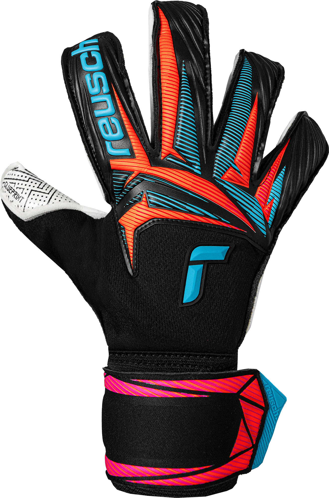 REUSCH ATTRAKT ADVANCE EVOLUTION GLUEPRINT BLACK / AQUA BLUE / SHOCKING ORANGE