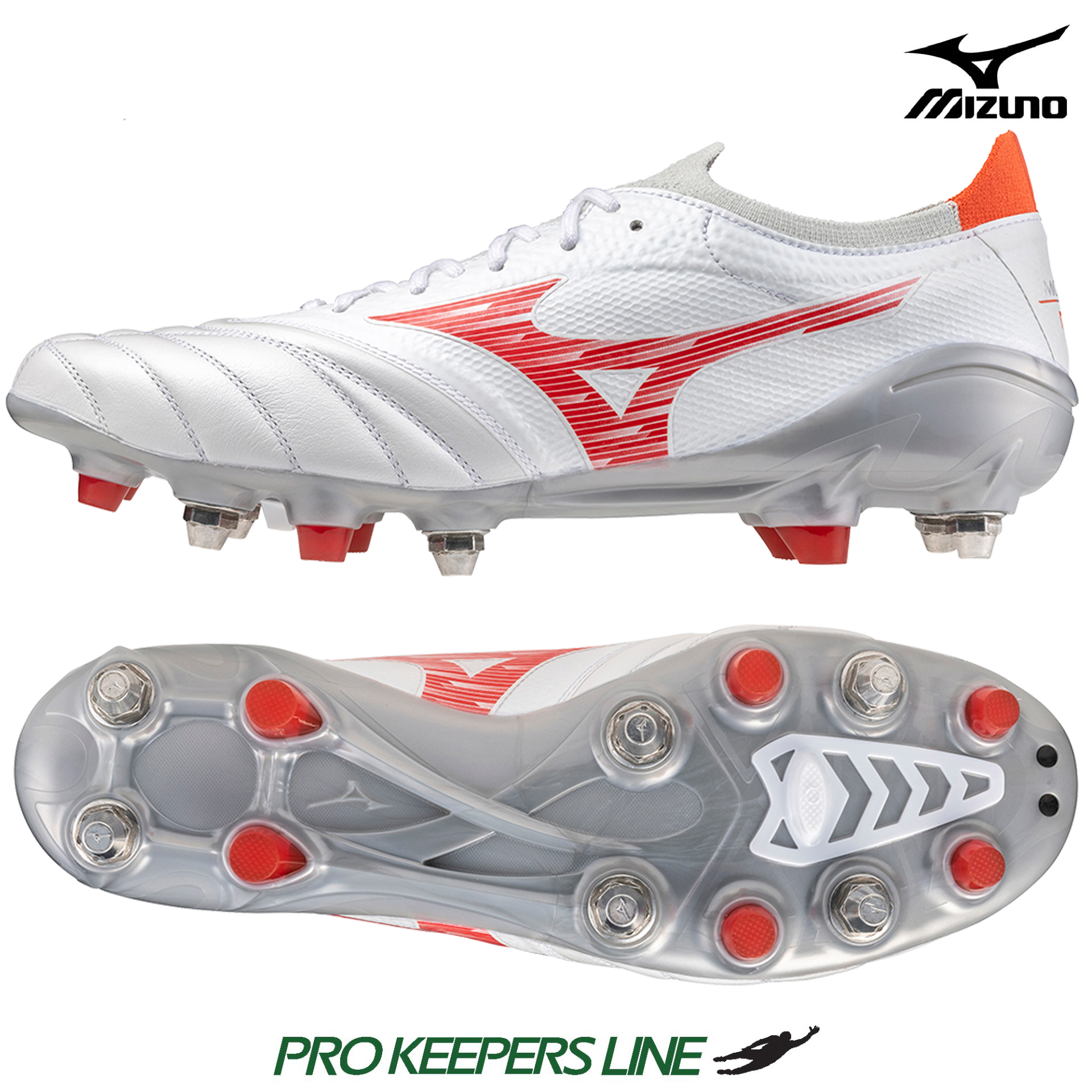 MIZUNO MORELIA NEO IV BETA MIX WHITE/RADIANT RED | US 8 (UK
