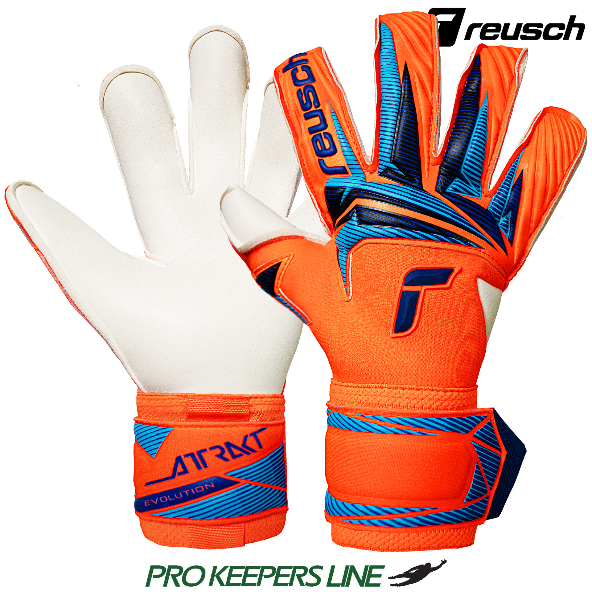 REUSCH ATTRAKT GOLD X EVOLUTION SHOCKING ORANGE/BLUE