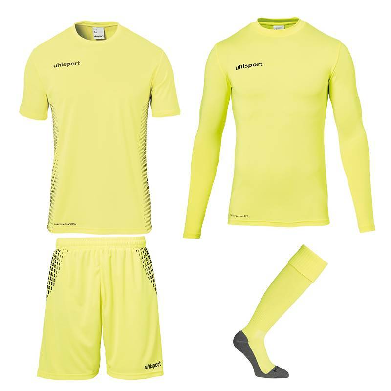 UHLSPORT SCORE GOALKEEPER SET FLUO YELLOW JUNIOR EU 128  (UK 8-9Y / USA 8Y)