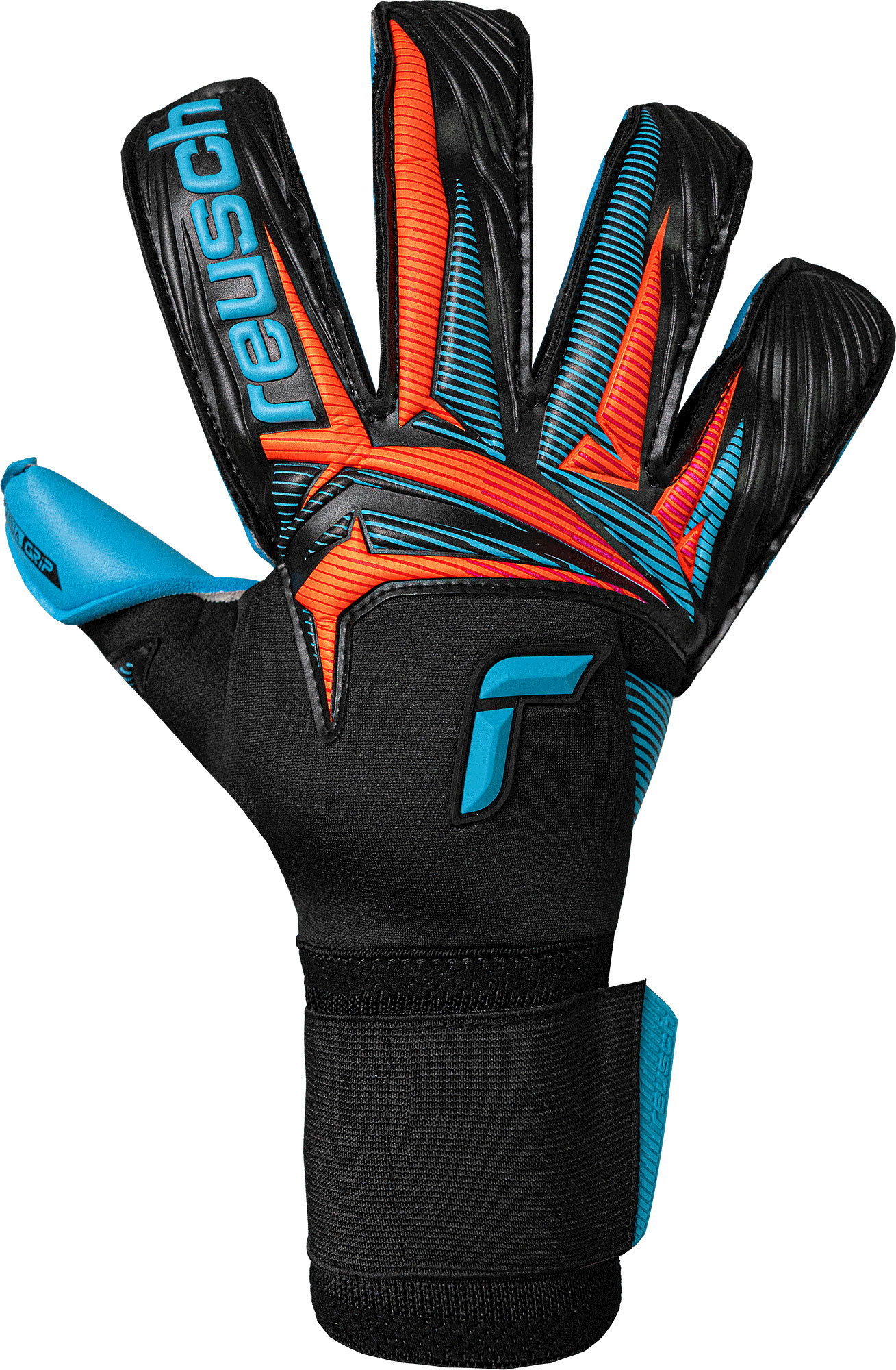 REUSCH ATTRAKT AQUA EVOLUTION BLACK / SHOCKING ORANGE / AQUA BLUE
