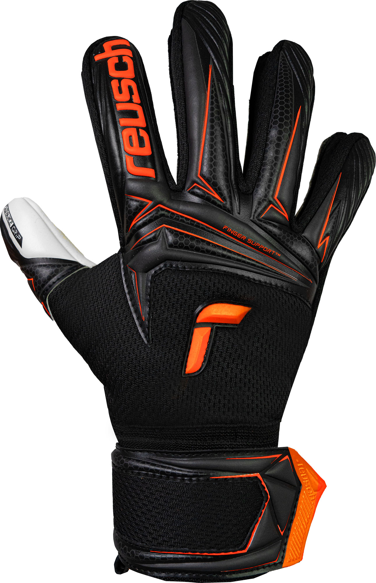 REUSCH ATTRAKT ADVANCE FINGER SUPPORT JUNIOR BLACK/SHOCKING ORANGE