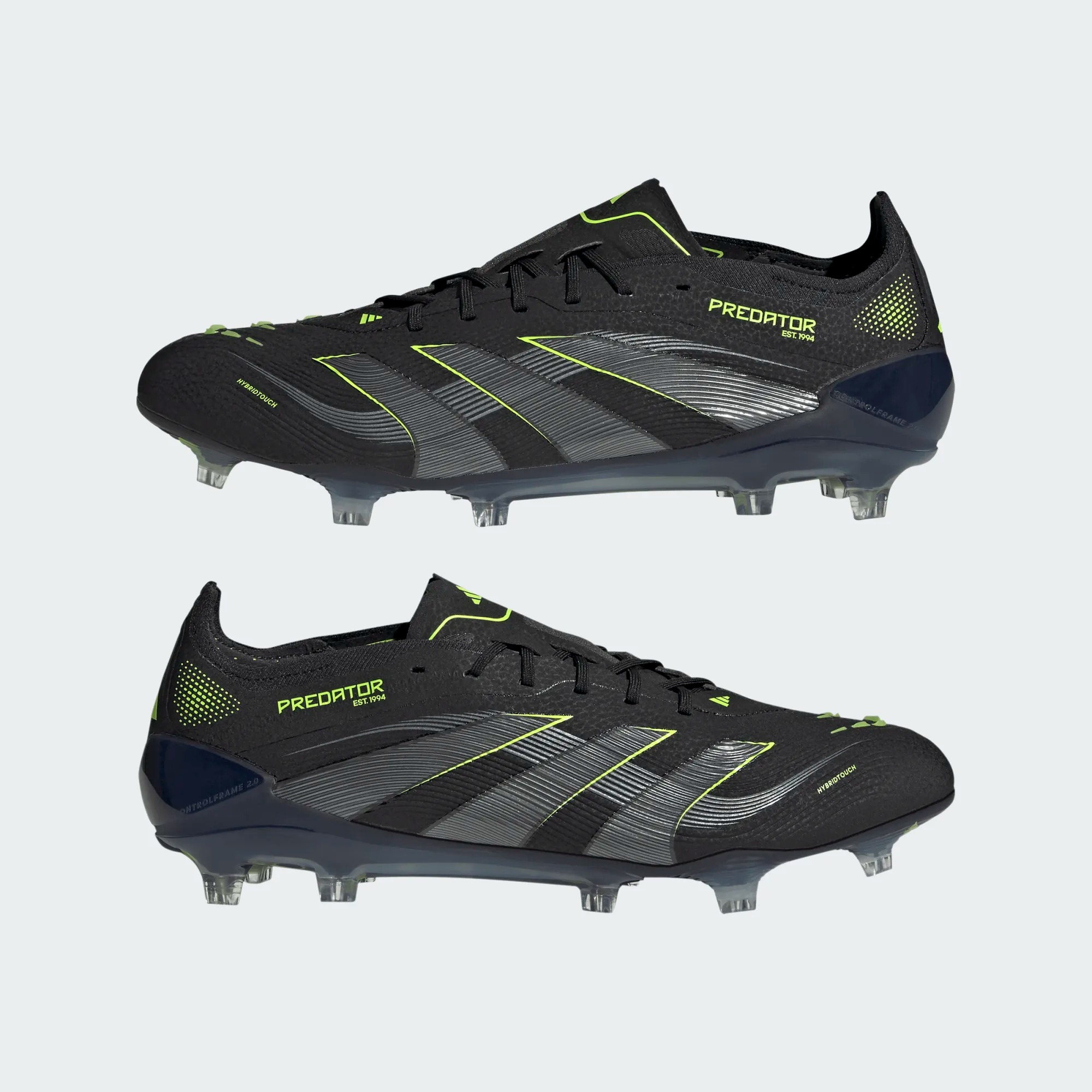 ADIDAS PREDATOR ELITE FG BLACK/CARBON/LUCID LEMON UK 8 (US 8.5 / EU 42)