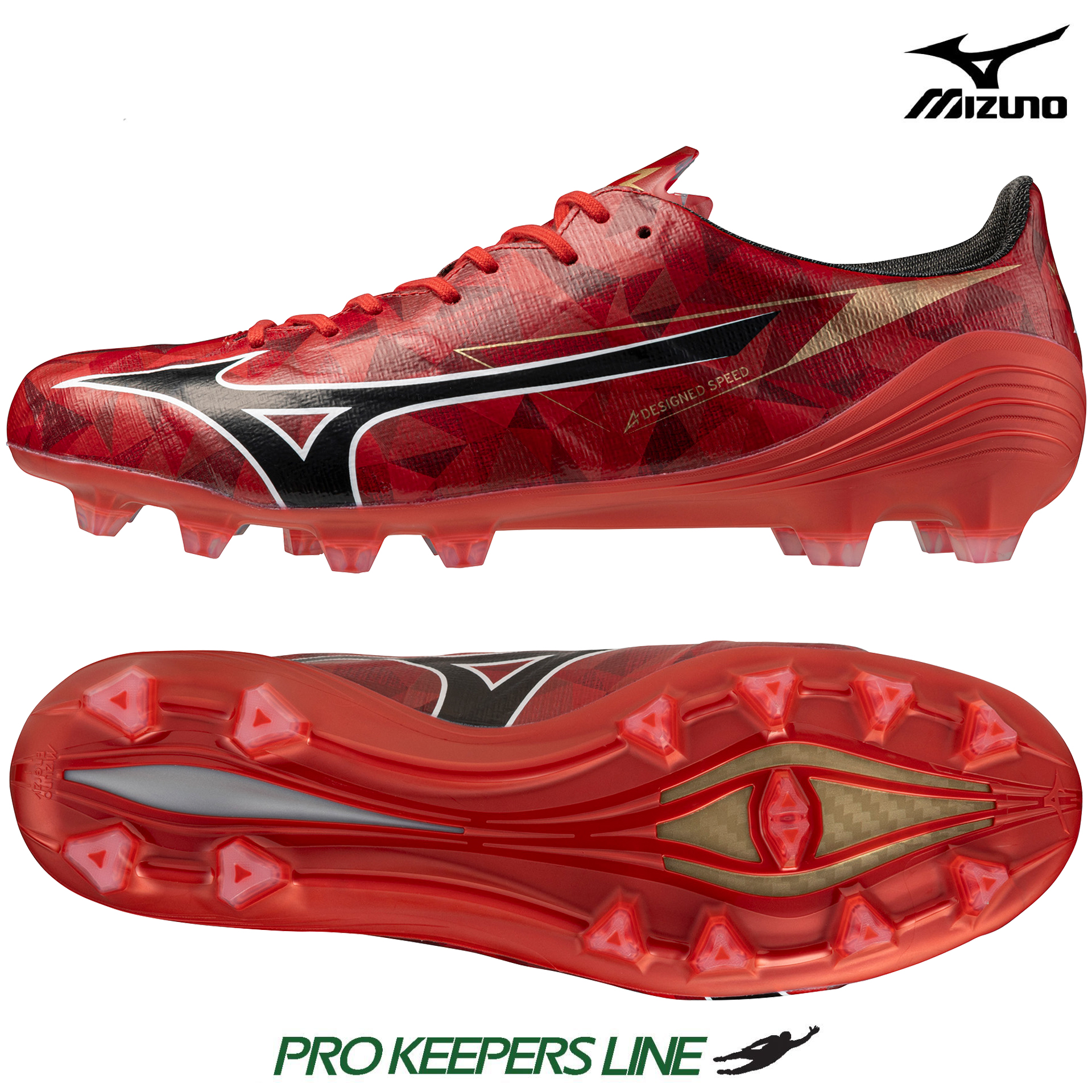 MIZUNO ALPHA II ELITE FG RED/BLACK/GOLD