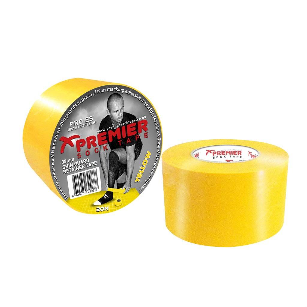 PREMIER SOCK TAPE SHIN GUARD RETAINER TAPE 38MM YELLOW