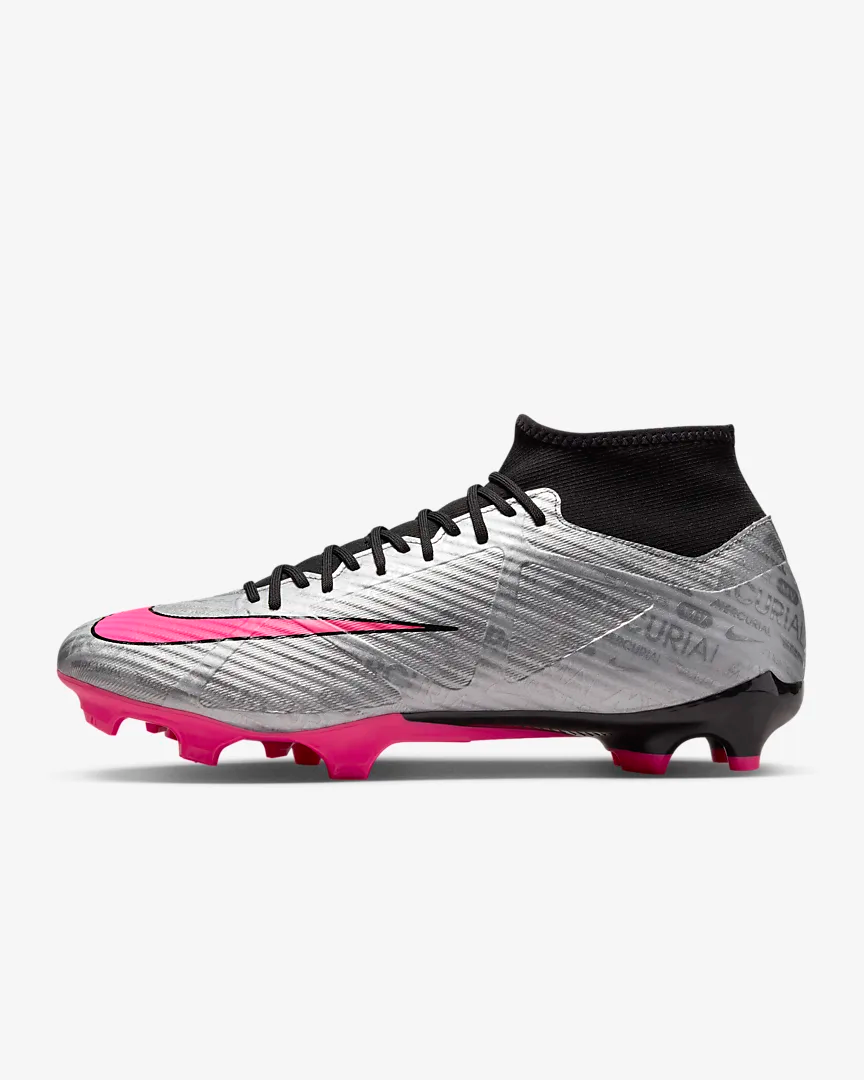 NIKE ZOOM MERCURIAL SUPERFLY 9 ACADEMY XXV MG METALLIC SILVER/BLACK-HYPER PINK