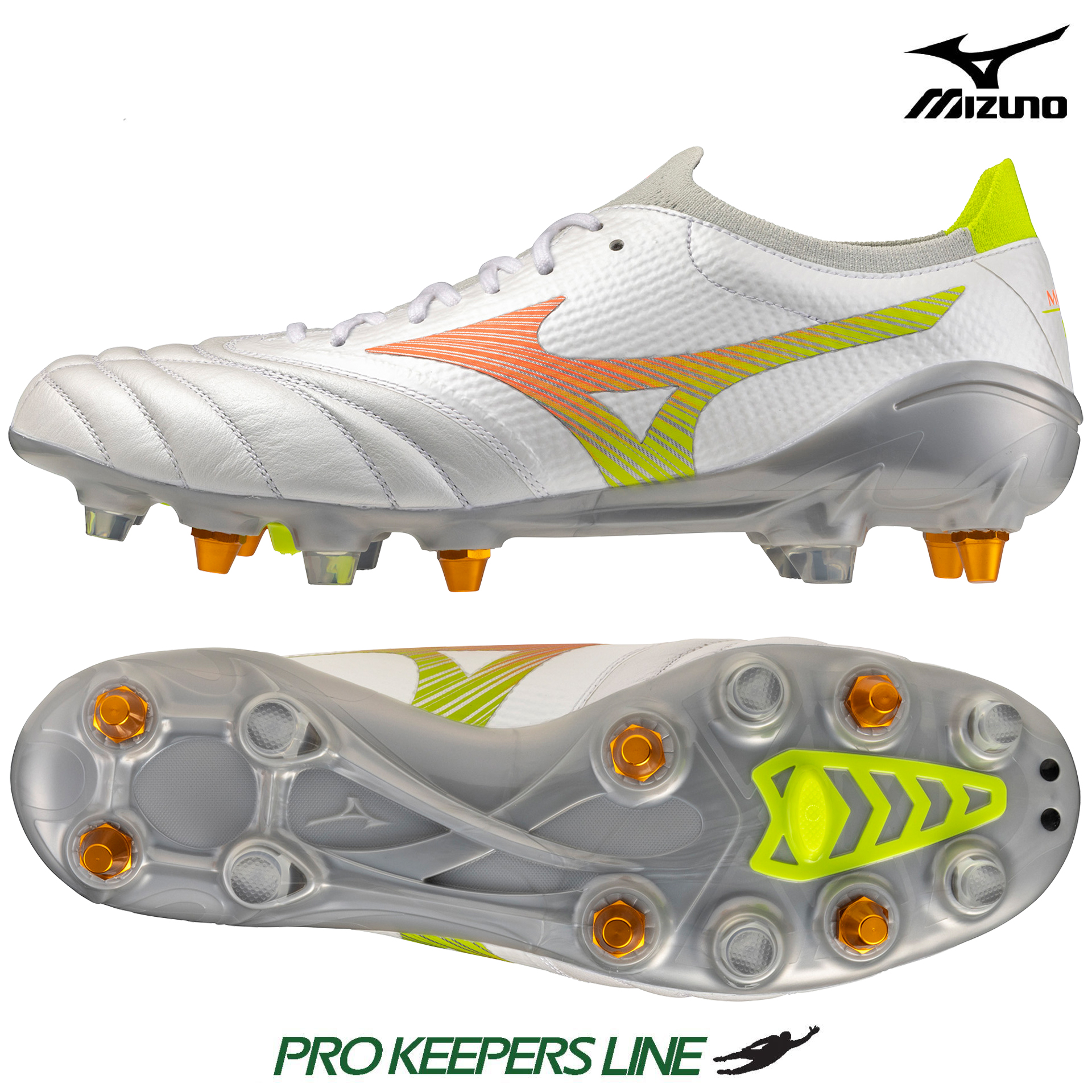 MIZUNO MORELIA NEO IV BETA ELITE MIX WHITE/LAVA ORANGE/EVENING PRIM