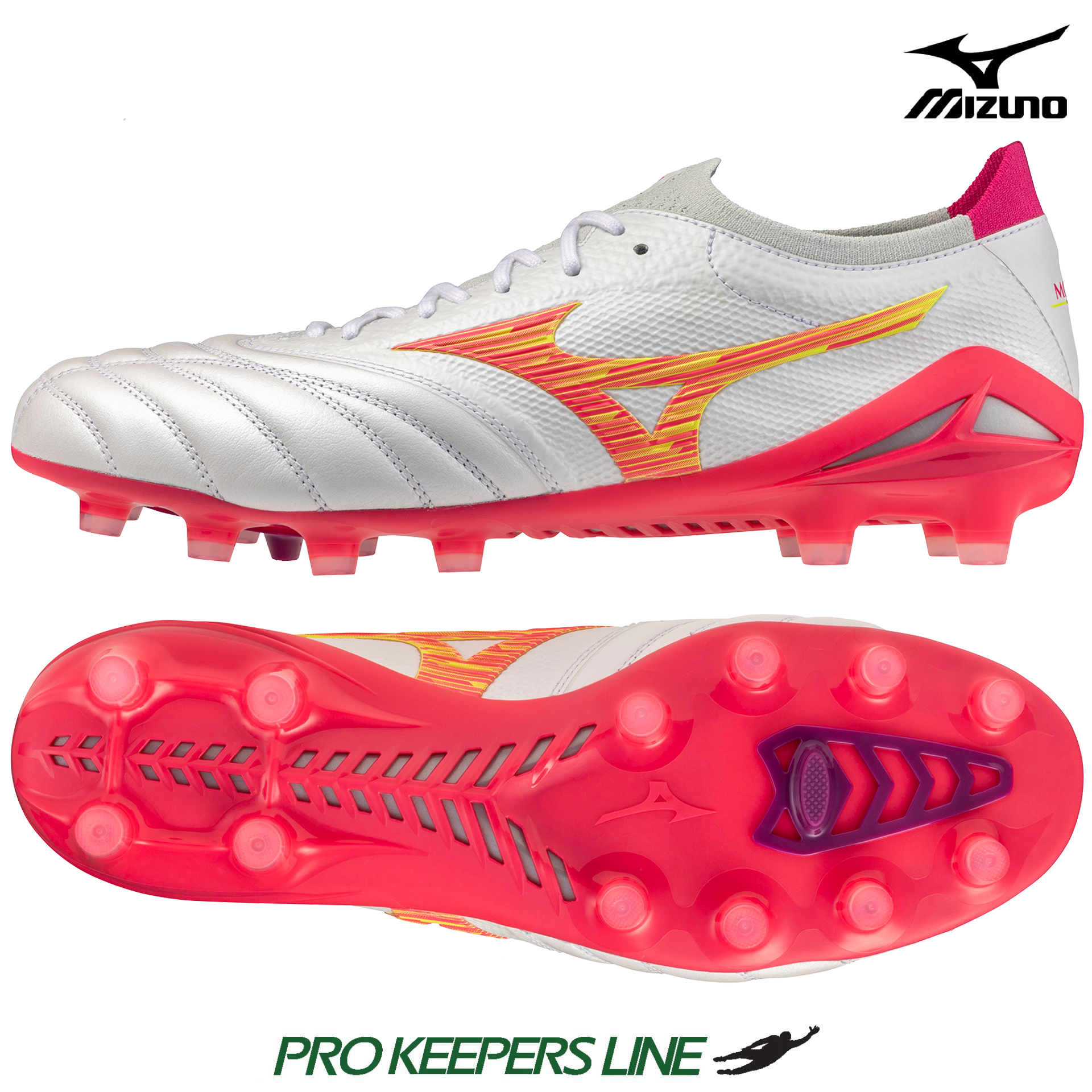 MIZUNO MORELIA NEO IV BETA JAPAN FG WHITE/PINK TETRA/FUCHSIA PURPLE