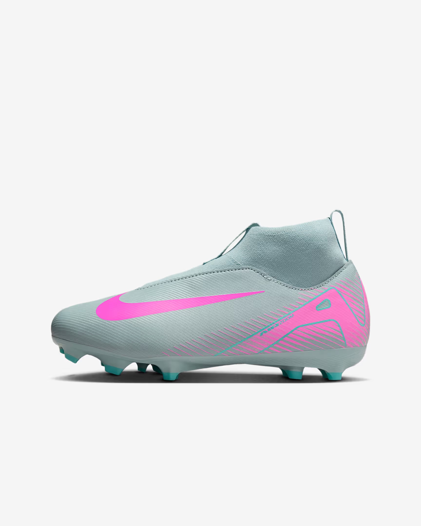 NIKE JR ZOOM SUPERFLY 10 ACADEMY FG/MG OCEAN CUBE/PINK BLAST