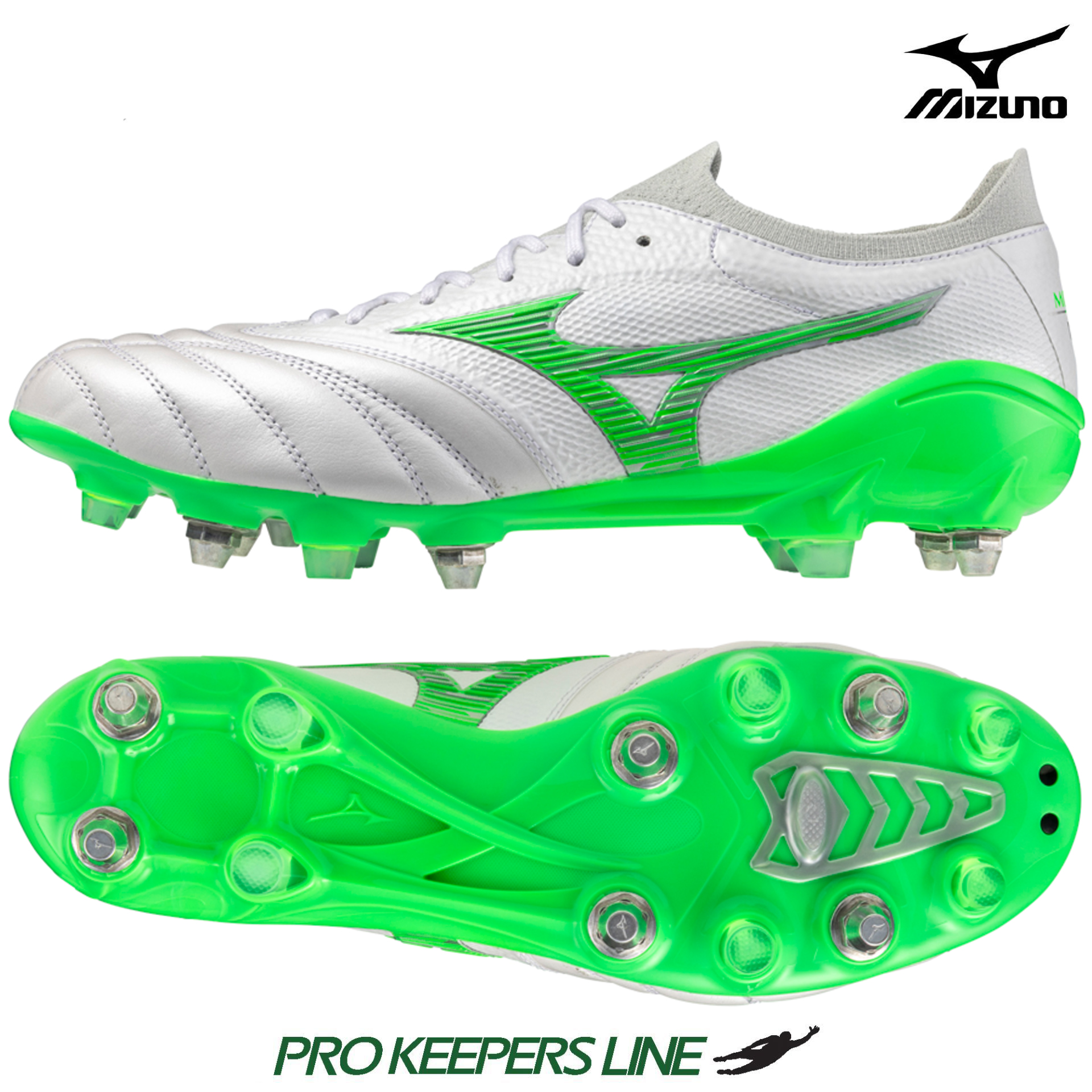 MIZUNO MORELIA NEO IV BETA JAPAN MIX WHITE/NEO GREEN/COOL GRAY 3C