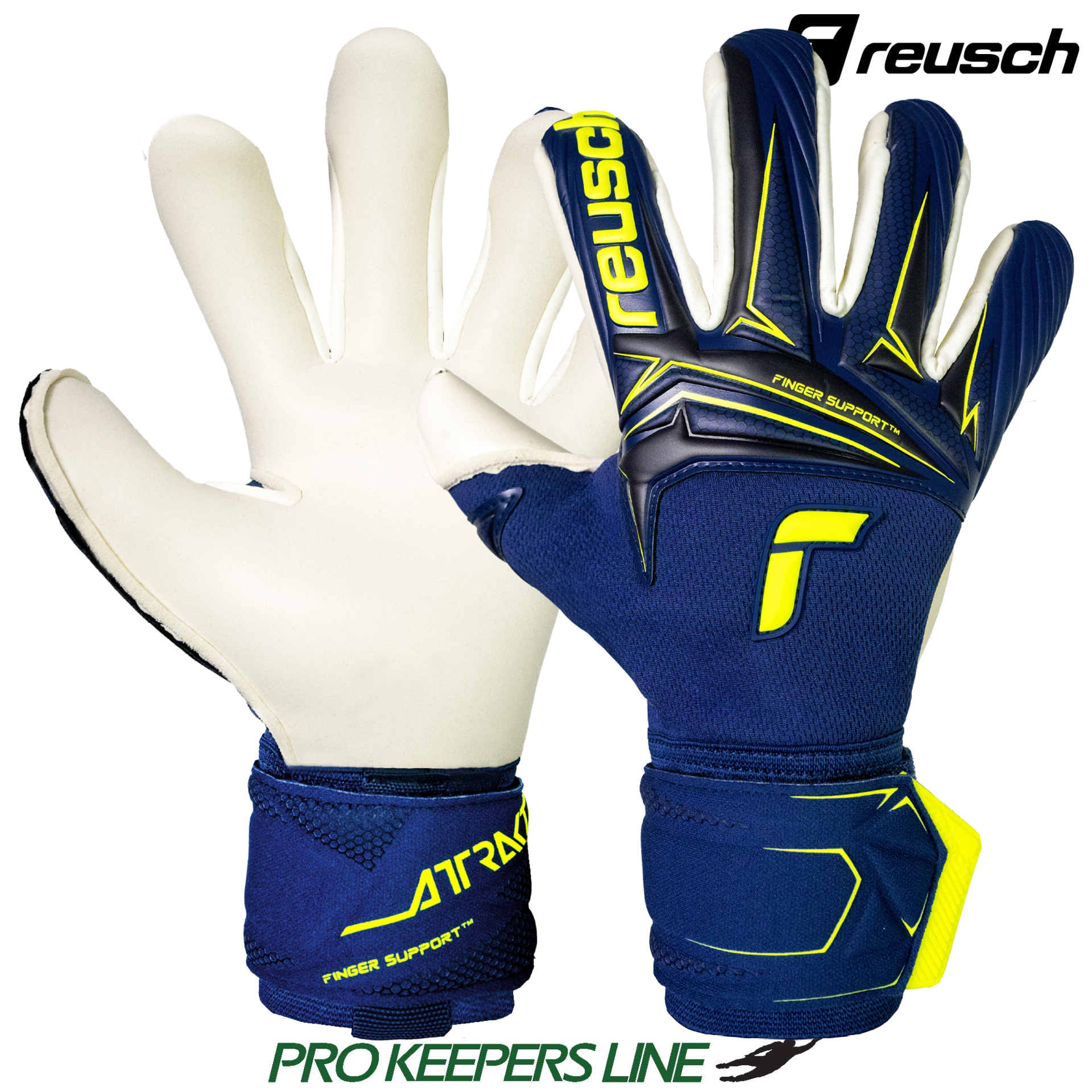 REUSCH ATTRAKT DUO FINGER SUPPORT PREMIUM BLUE / SAFETY YELLOW