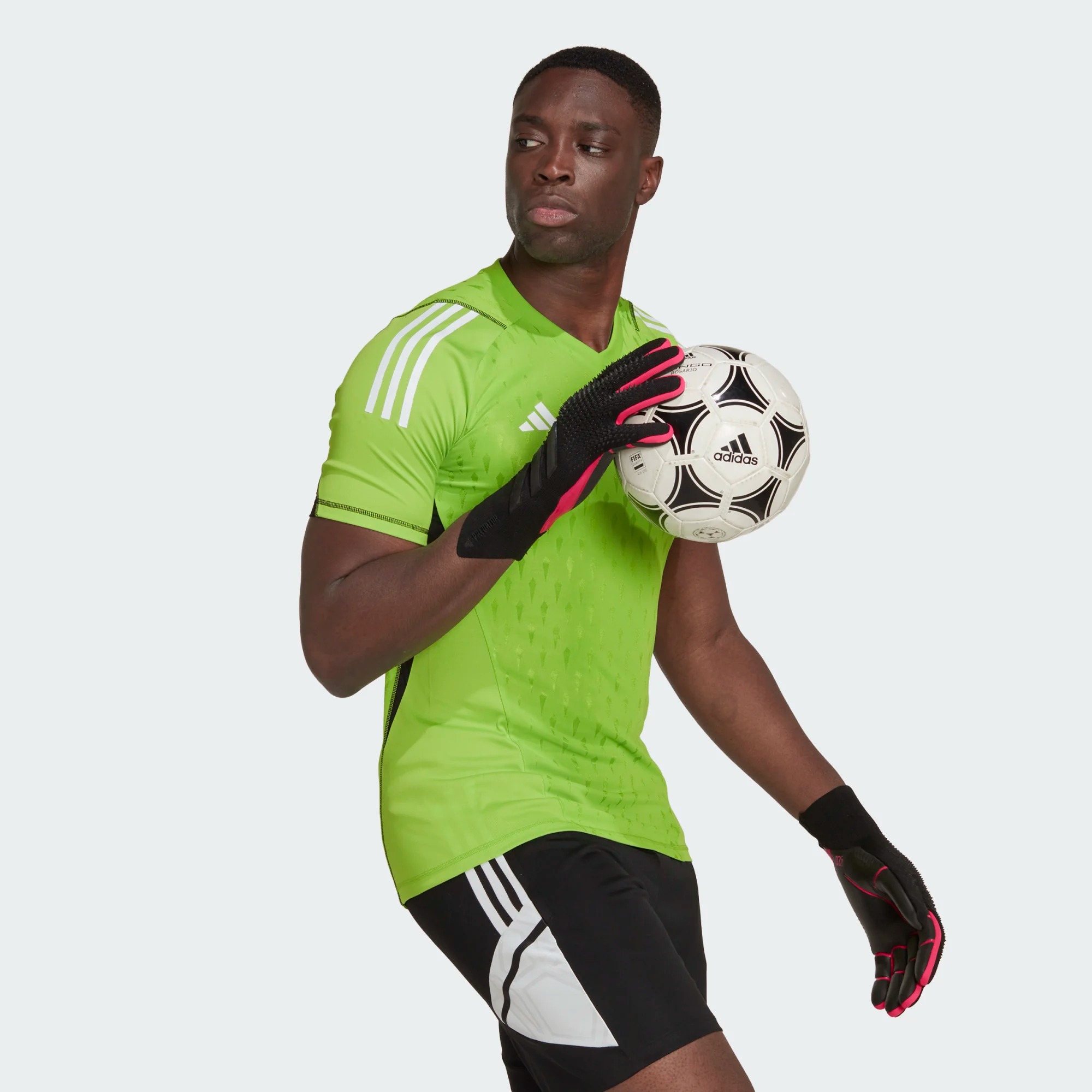 ADIDAS T23 PROMO GK JERSEY SHORT SLEEVE TEAM SEMI SOLAR GREEN