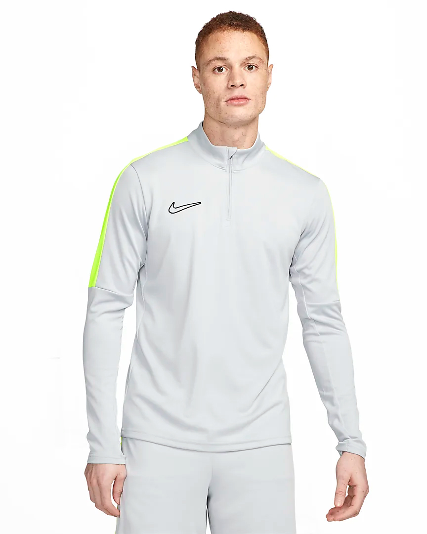 NIKE ACADEMY MEN'S DRI-FIT 1/2-ZIP GLOBAL FOOTBALL TOP FLAT SILVER/VOLT