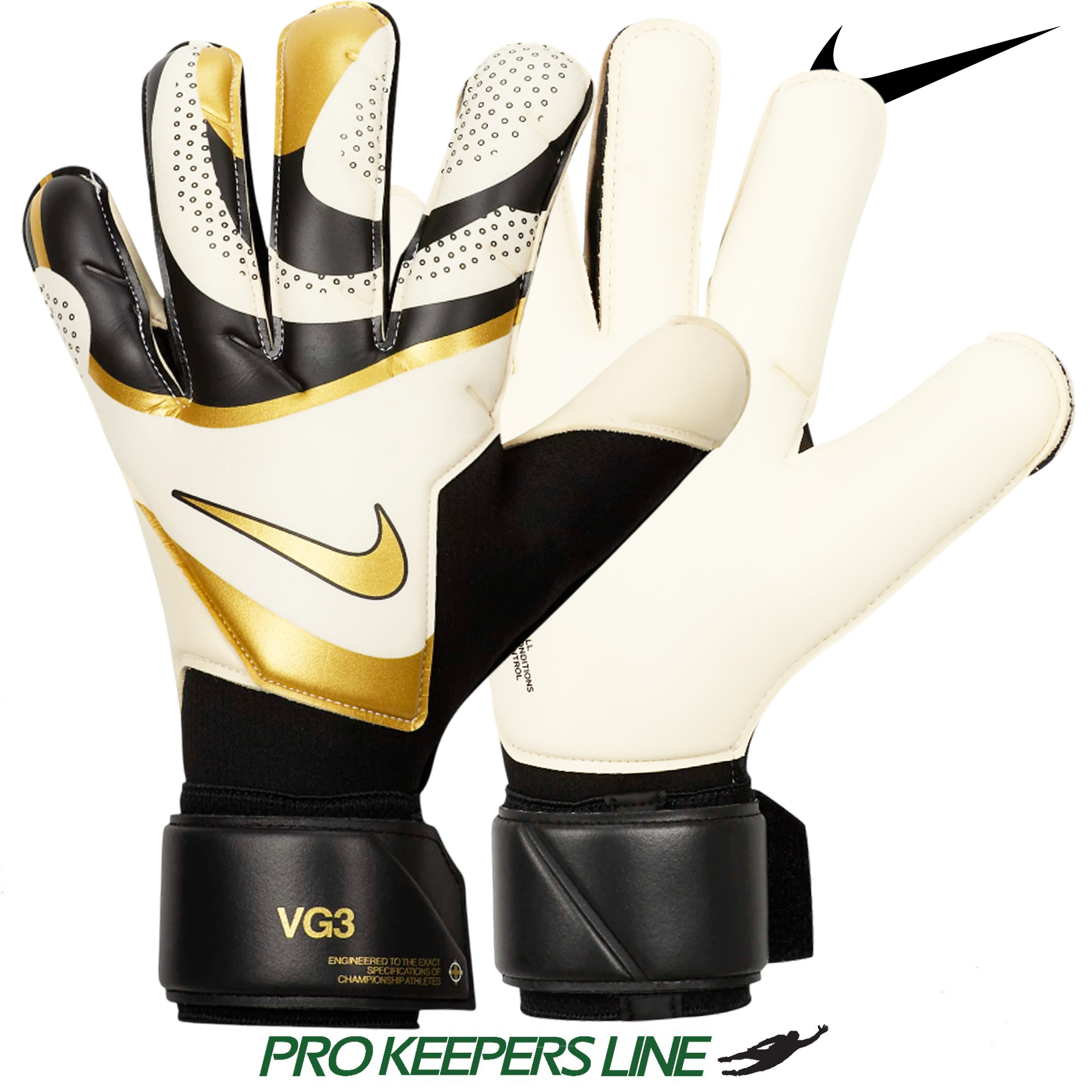 NIKE VAPOR GRIP3 BLACK/WHITE/METALLIC GOLD | 7 | FB2999-011-7