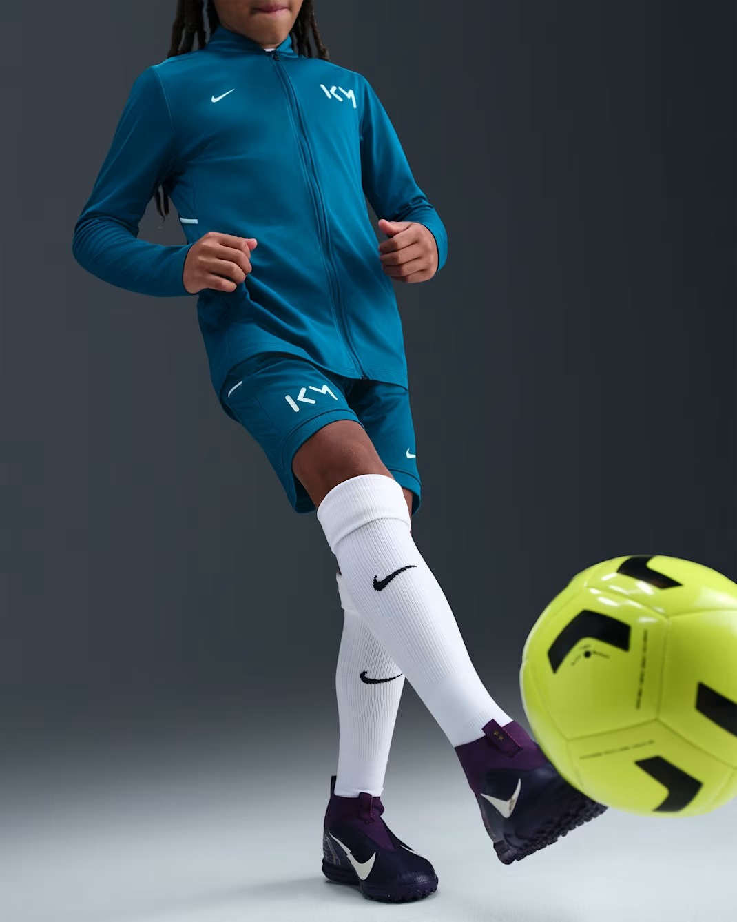 NIKE DRI-FIT ACADEMY25 SHORTS JUNIOR KILIAN MBAPPÉ GREEN ABYSS