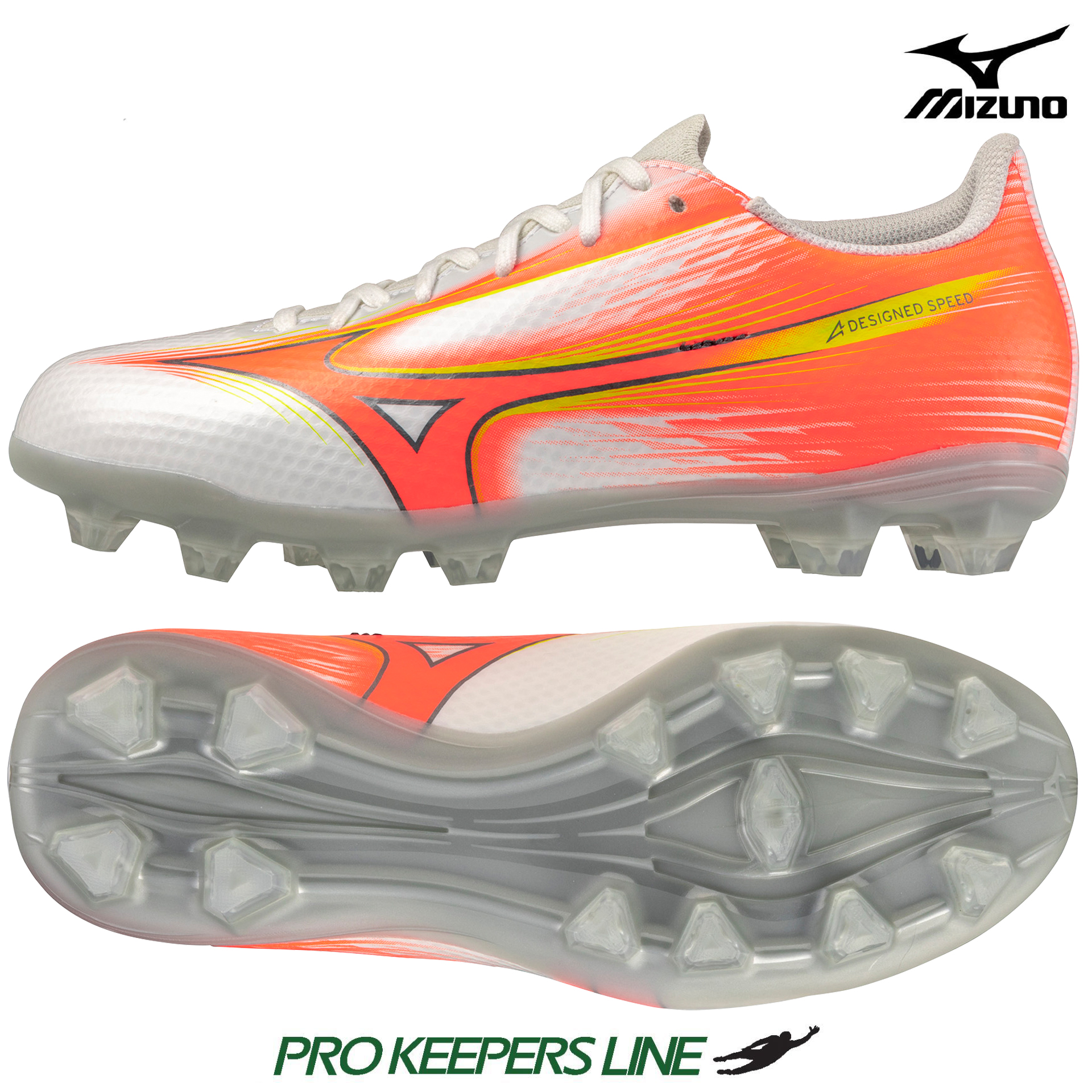 MIZUNO ALPHA III SELECT JUNIOR WHITE/LAVA ORANGE/EVENING PRIM