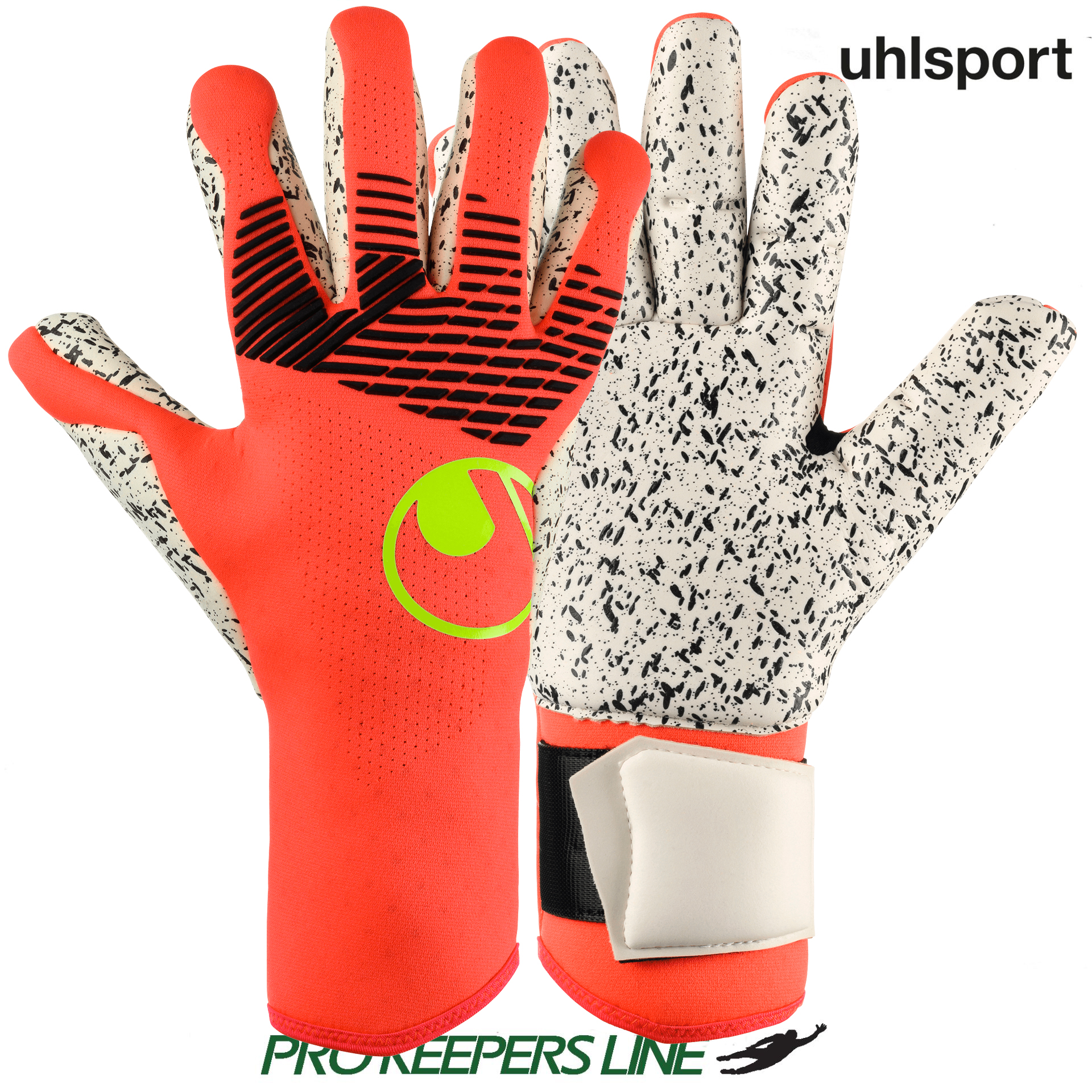 UHLSPORT FM SUPERGRIP+ FINGER SURROUND FLUO RED/WHITE/FLUO YELLOW