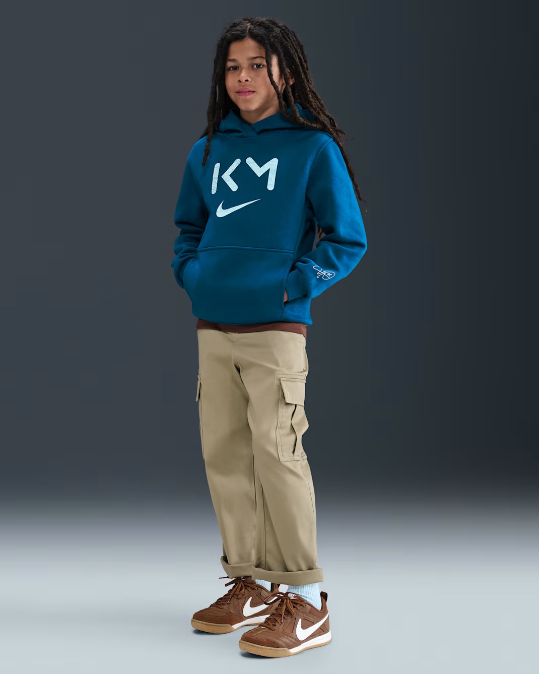 NIKE KM CLUB FLEECE JUNIOR HOODIE GREEN ABYSS/IGLOO 140