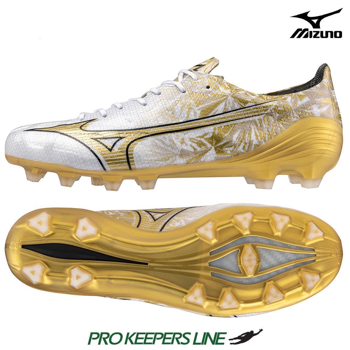 Mizuno Alpha サッカーシューズ ホワイト/ゴールドエリート MIZUNO ALPHA ELITE WHITE/GE GOLD/BLACK | US 8.5 (UK 7.5 / EU 41