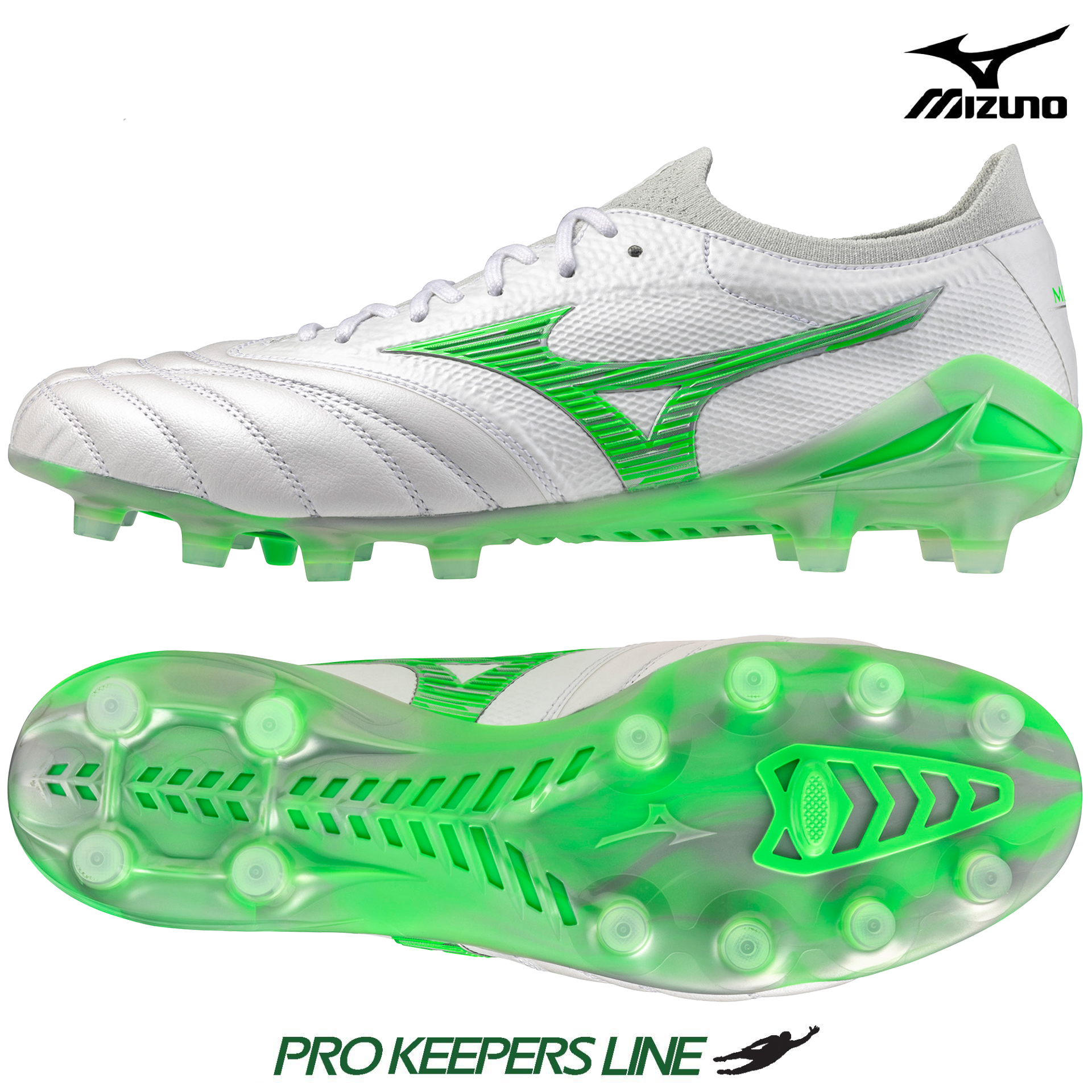 MIZUNO MORELIA NEO IV BETA JAPAN MD WHITE/NEON GREEN/COOL GRAY 3C