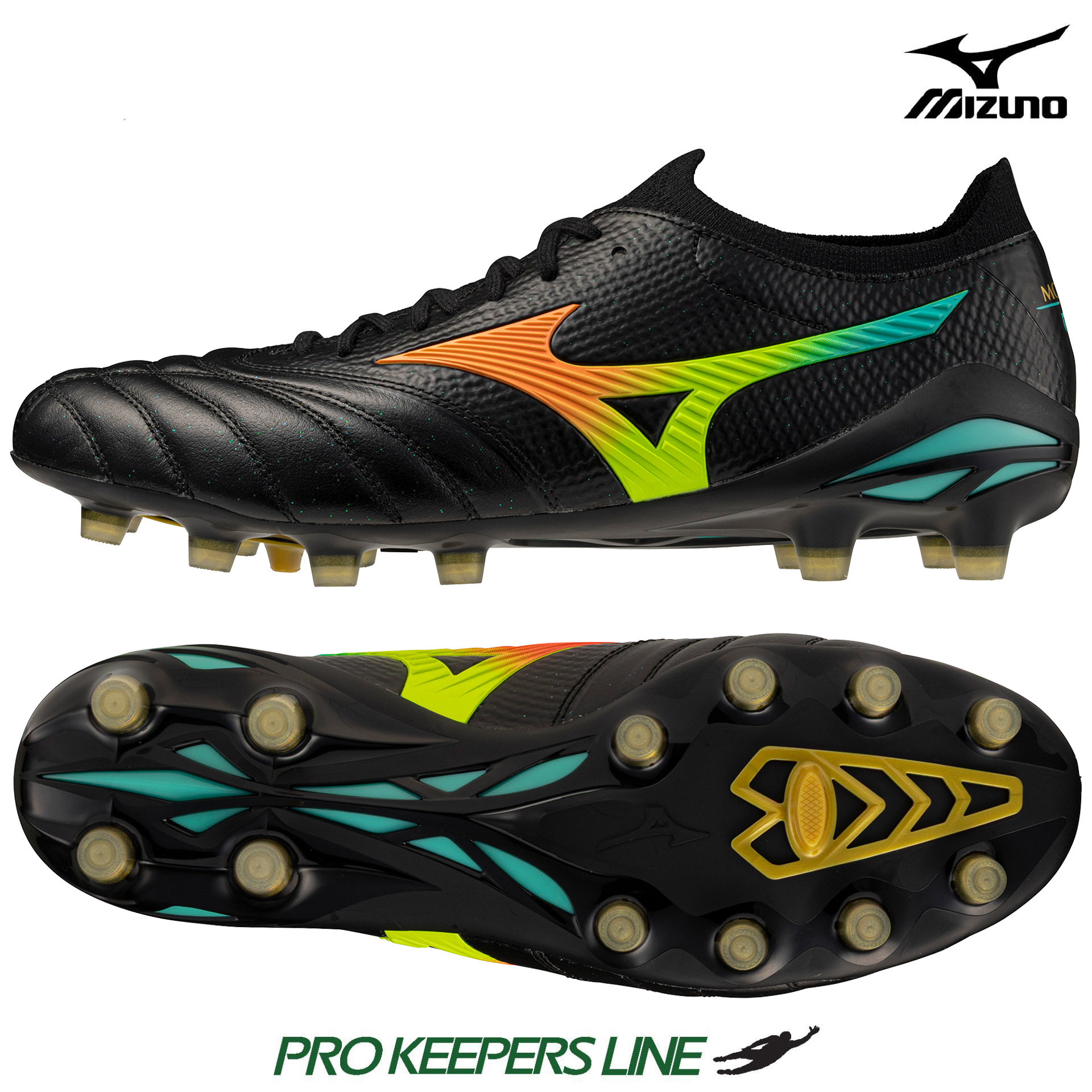 MIZUNO MORELIA NEO V BETA JAPAN FG BLACK/LAVA ORANGE/ARCADIA