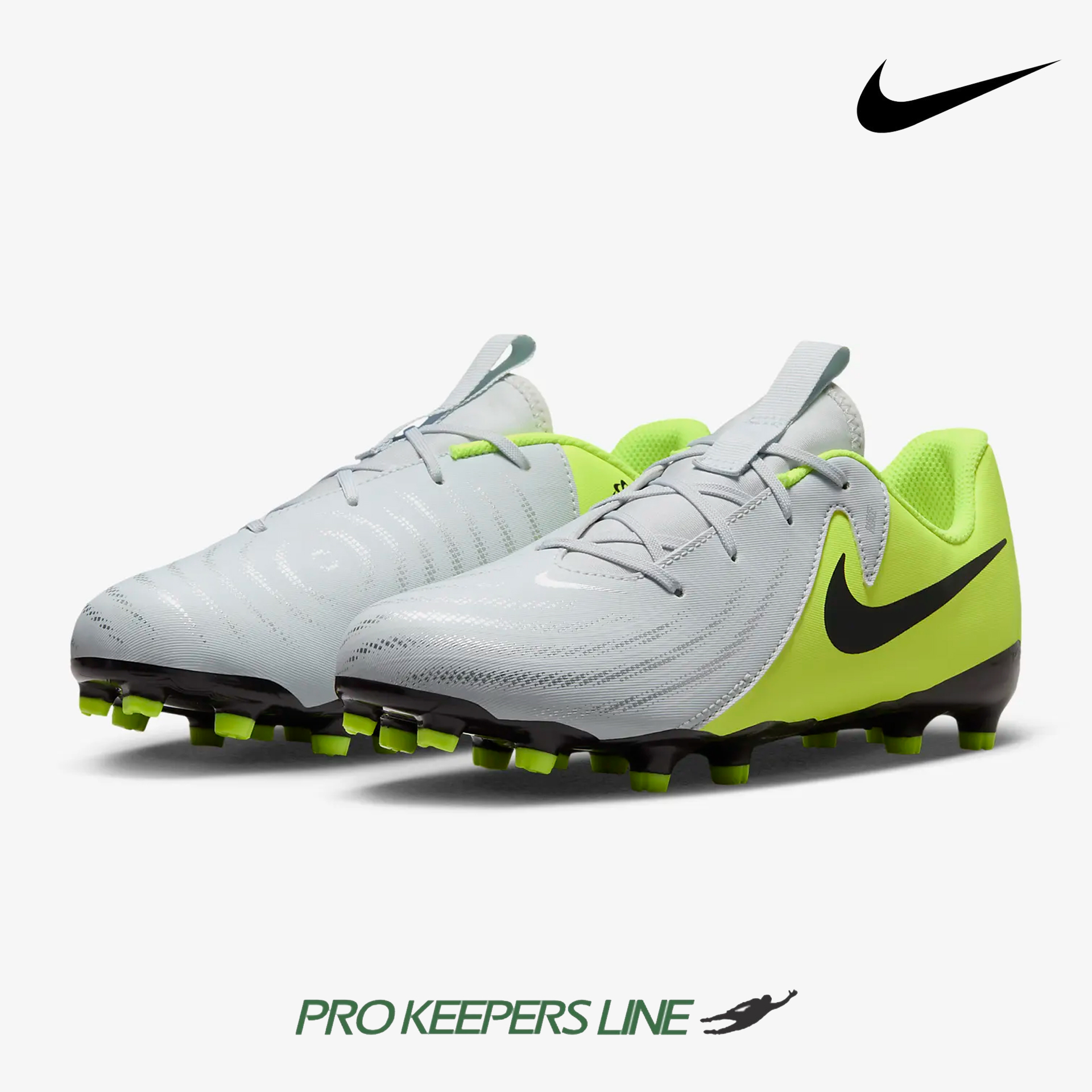 NIKE JR PHANTOM GX II ACADEMY METTALIC SILVER/VOLT/BLACK NIKE JR PHANTOM GX II ACADEMY METTALIC SILVER/VOLT/BLACK