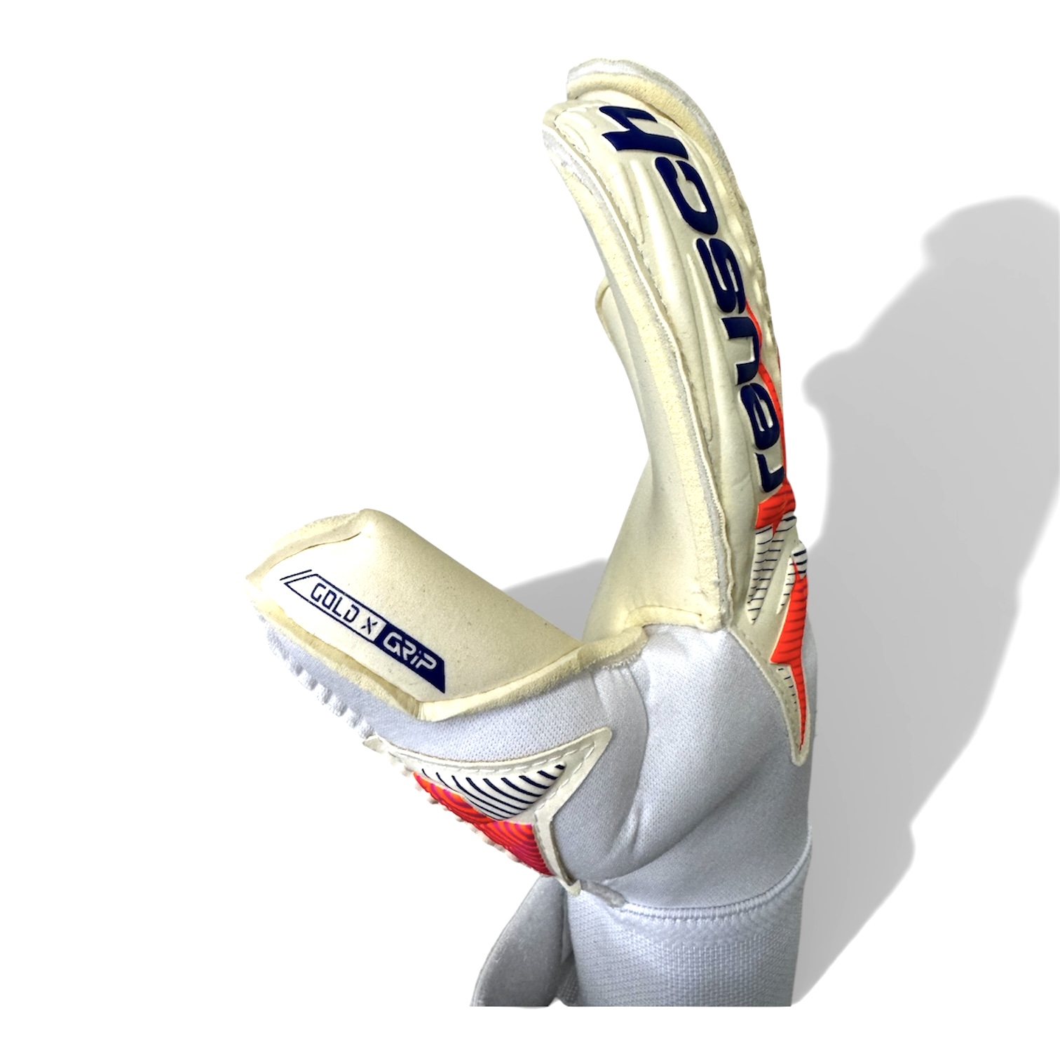 REUSCH ATTRAKT GOLD X ROLL FINGER WHITE/BLUE/ORANGE SMU