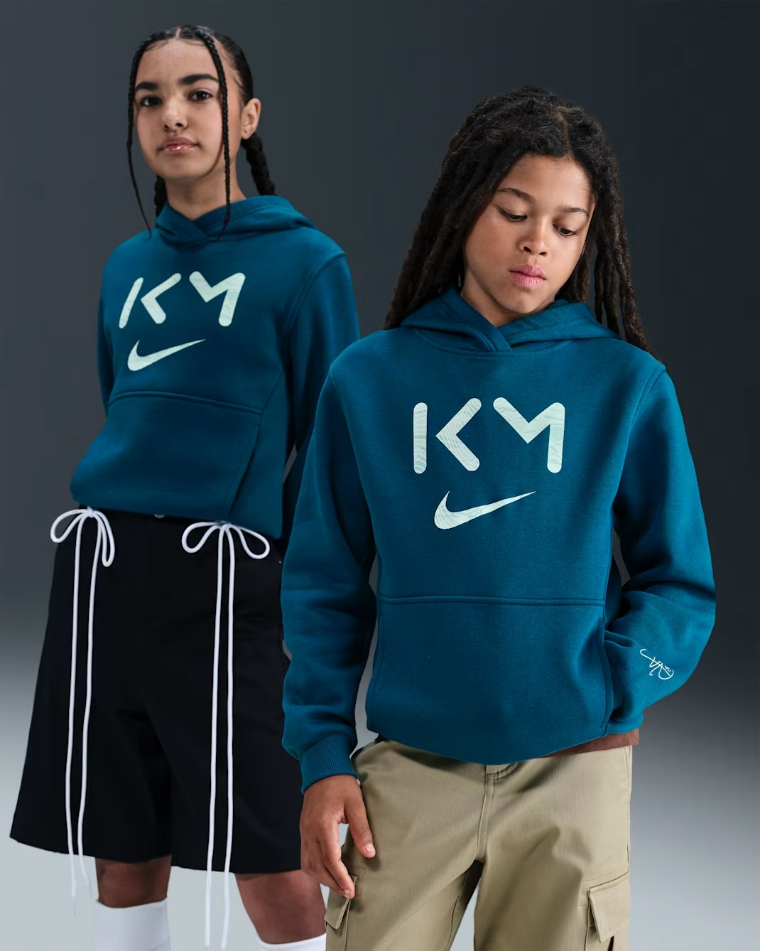 NIKE KM CLUB FLEECE JUNIOR HOODIE GREEN ABYSS/IGLOO