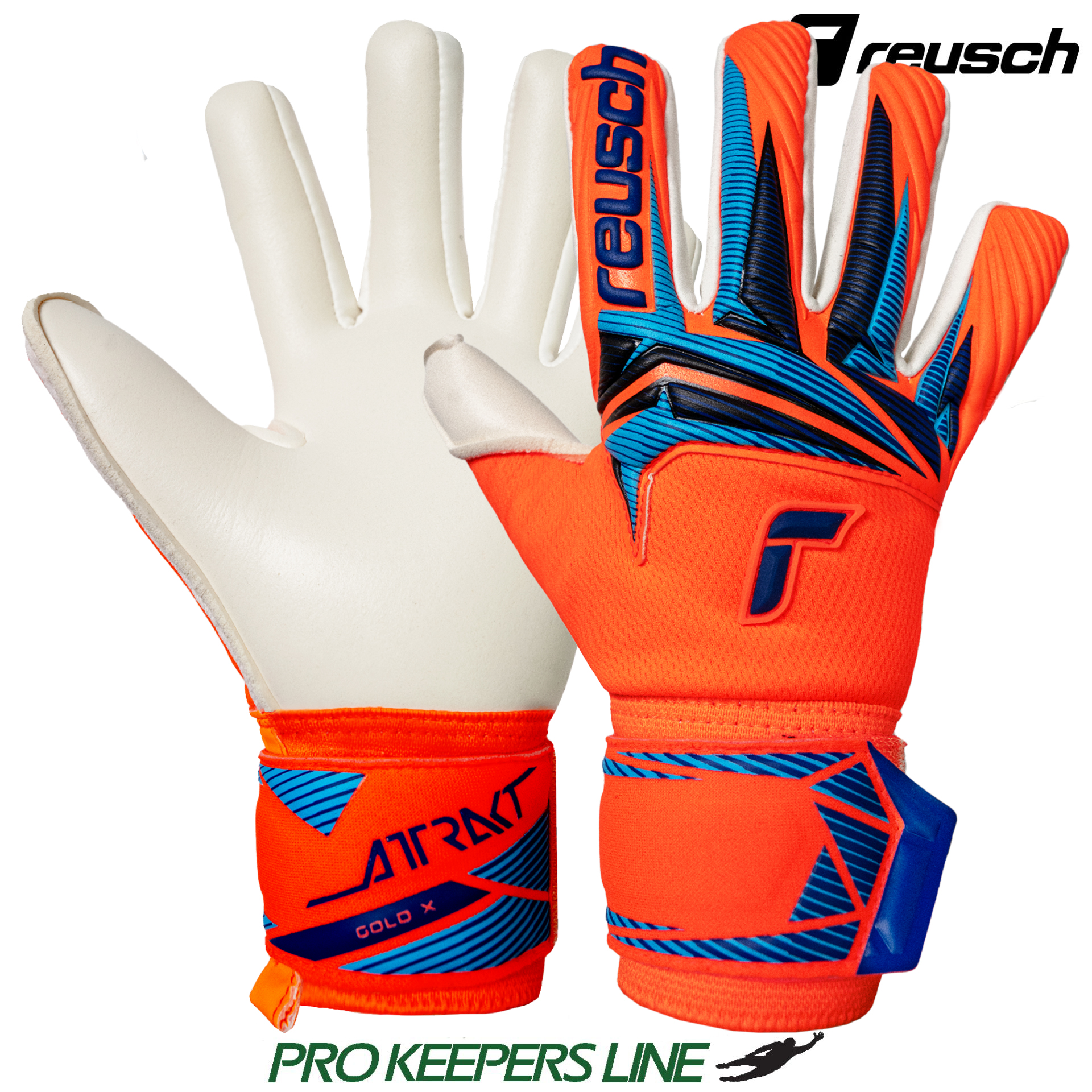 REUSCH ATTRAKT GOLD X NC JUNIOR SHOCKING ORANGE/BLUE