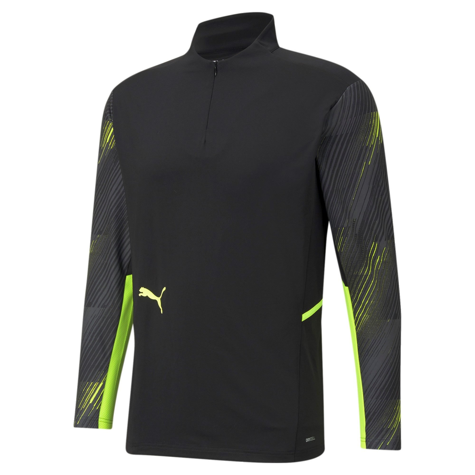 PUMA INDIVIDUALCUP TRAINING 1/4 ZIP TOP PUMA BLACK-YELLOW ALERT