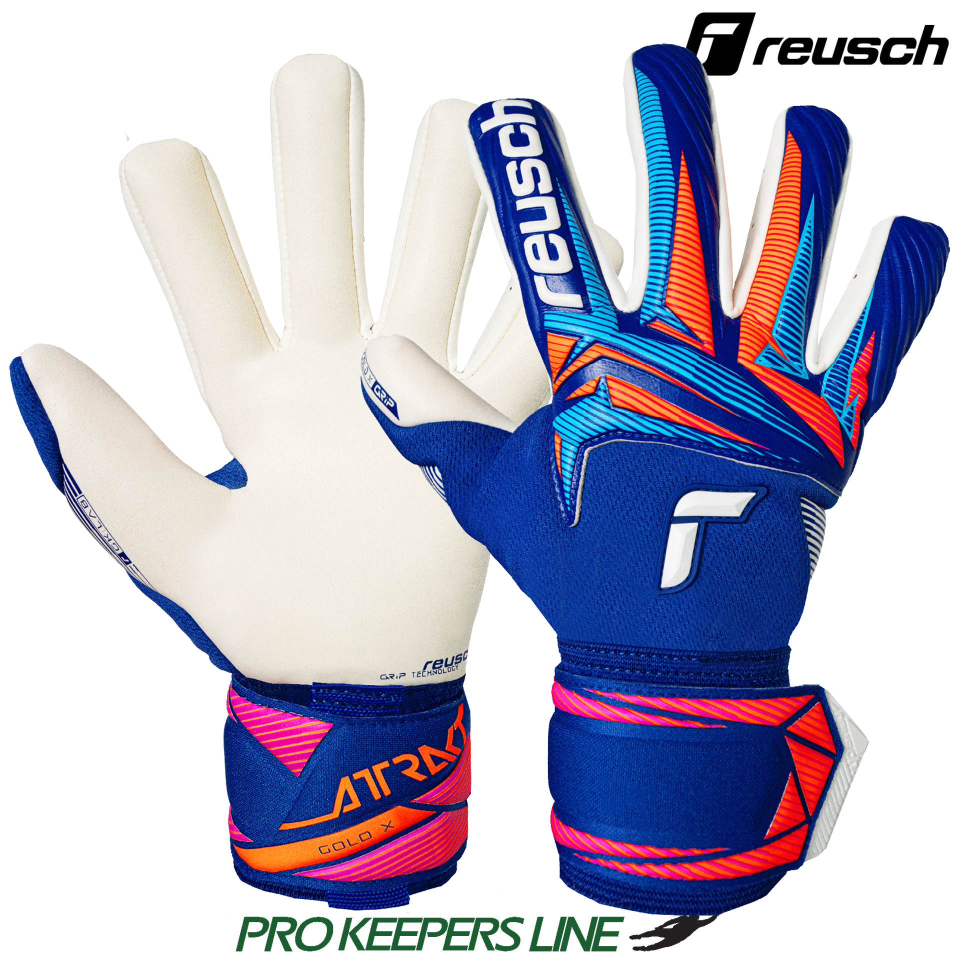 REUSCH ATTRAKT GOLD X NC SHARP BLUE / WHITE / SHOCKING ORANGE