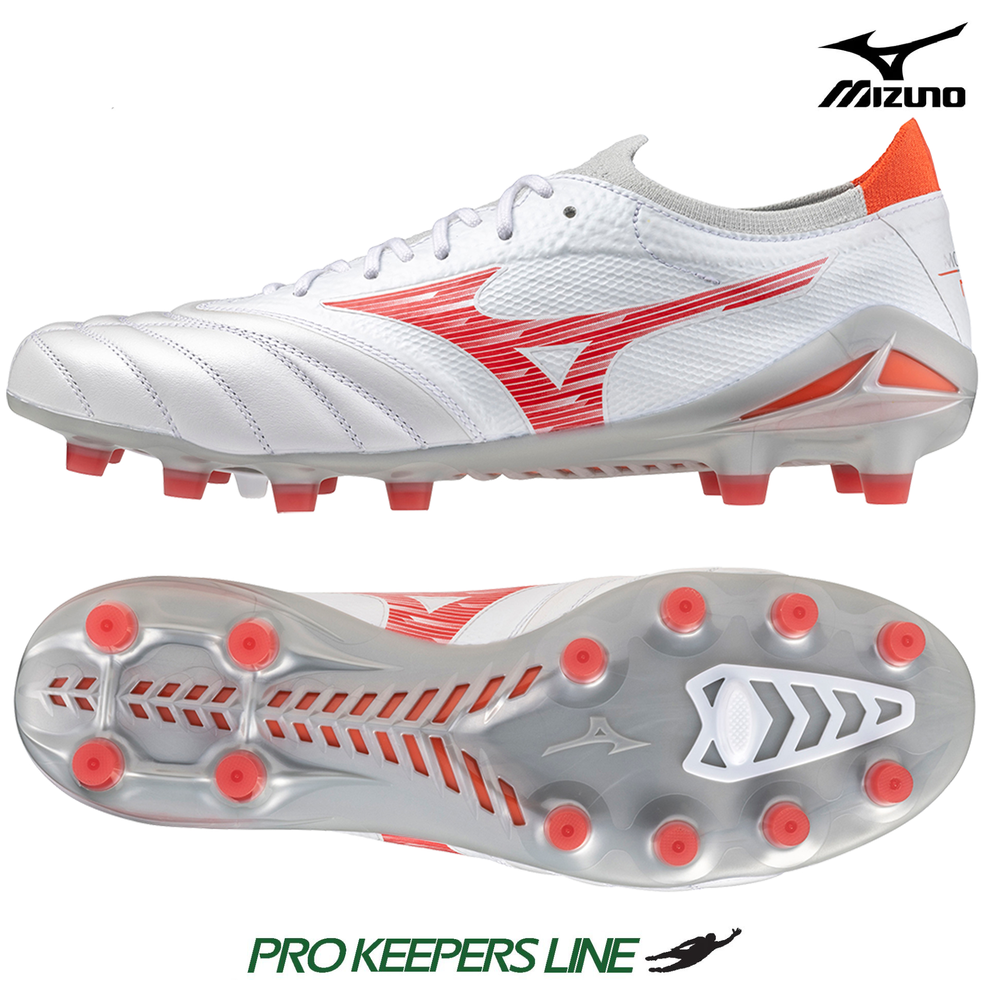 MIZUNO MORELIA NEO IV BETA FG WHITE/RADIANT RED US 11.5 (UK 10.5 / EU