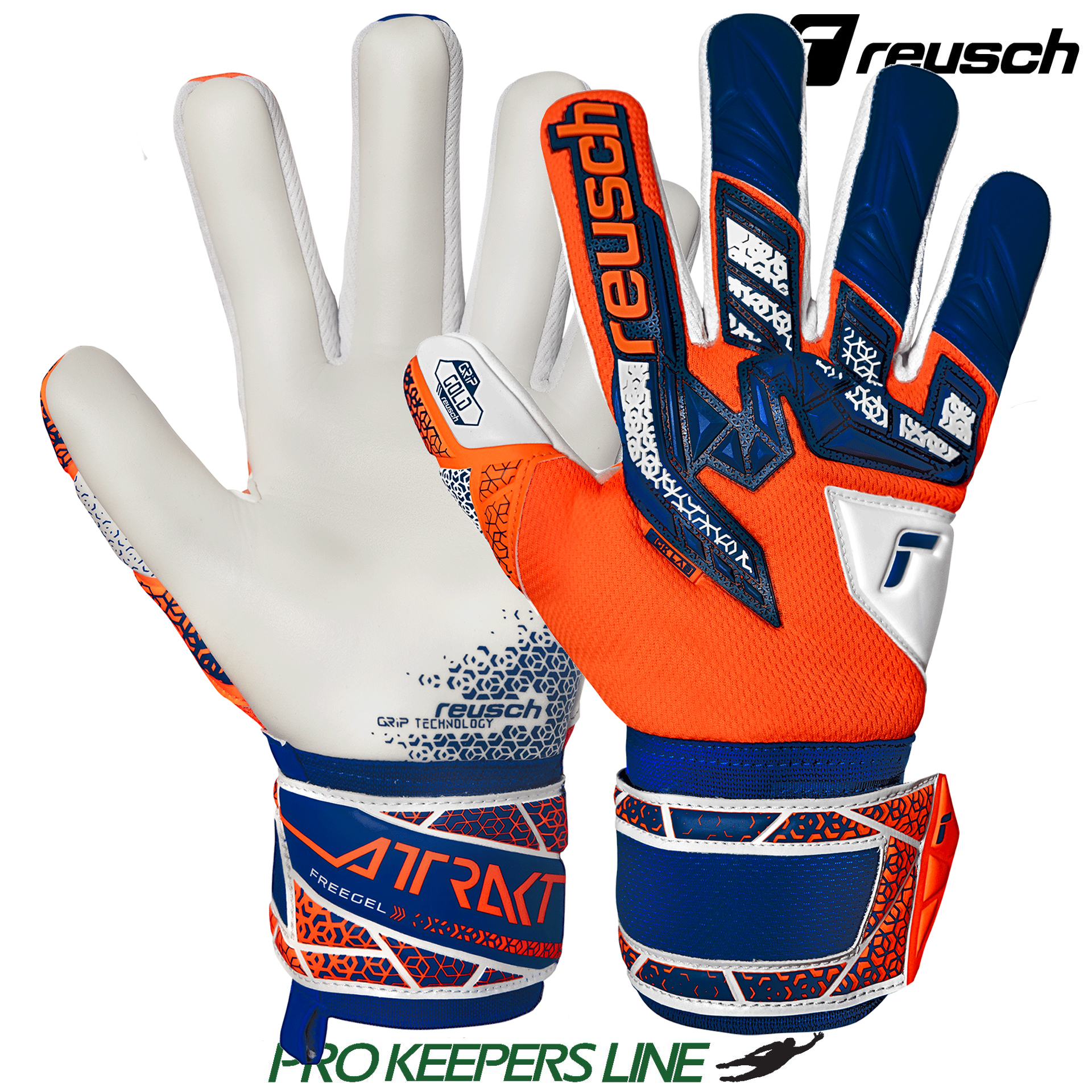 REUSCH ATTRAKT FREEGEL GOLD NC JUNIOR SHOCK ORANGE/ENERGY BLUE