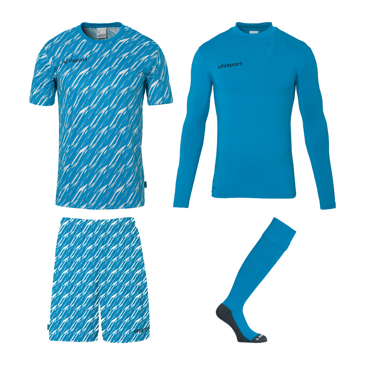 UHLSPORT PROGESSIVE GOALKEEPER SET CYAN/WHITE JUNIOR