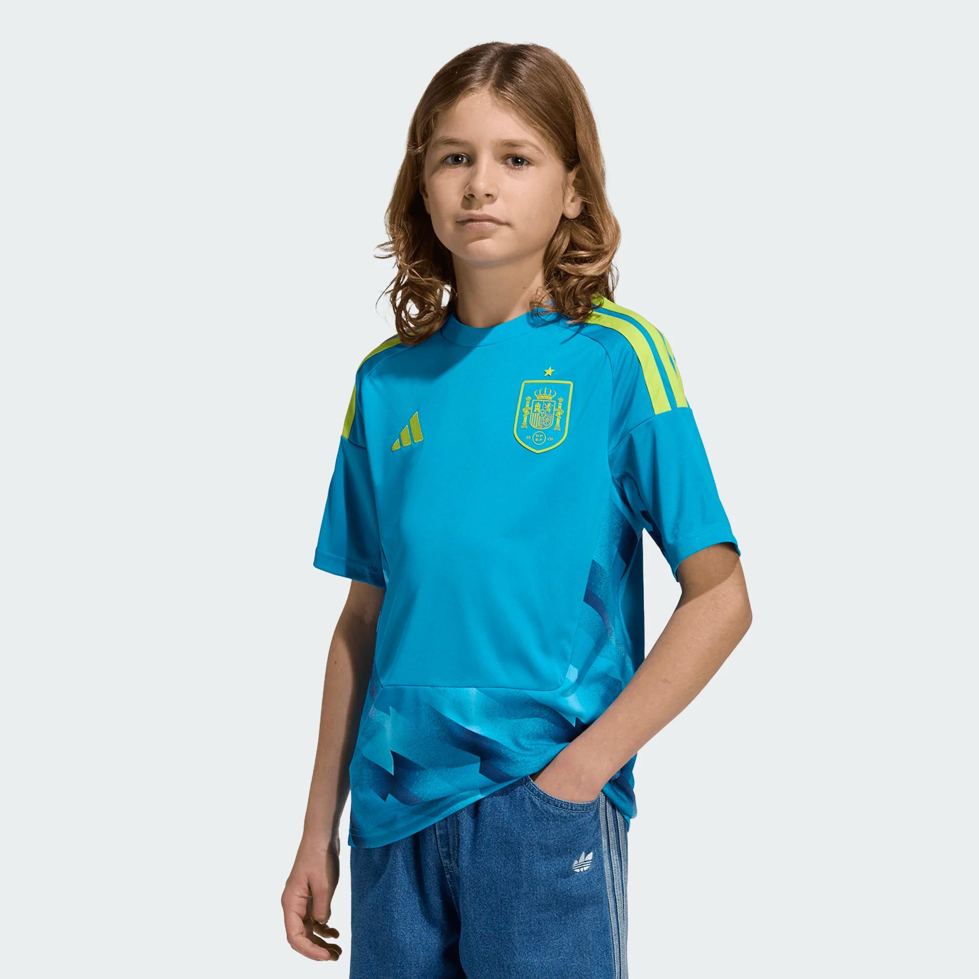 ADIDAS SPAIN 26 HOME GOALKEEPER KIDS SHORT SLEEVE JERSEY