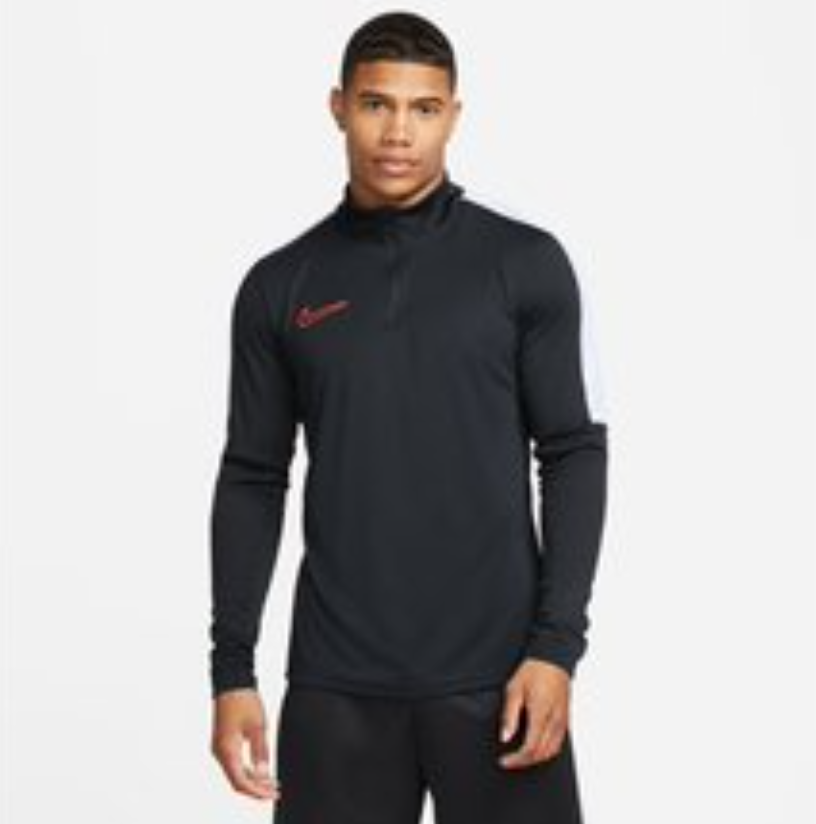 NIKE ACADEMY MEN'S DRI-FIT 1/2-ZIP GLOBAL FOOTBALL TOP BLACK/WHITE/BRIGHT CRIMSON