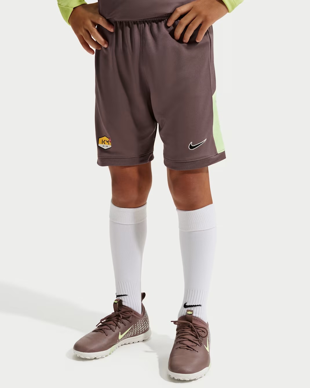 NIKE KM ACADEMY DRI-FIT KIDS FOOTBALL SHORTS PLUM/LIME/BLACK