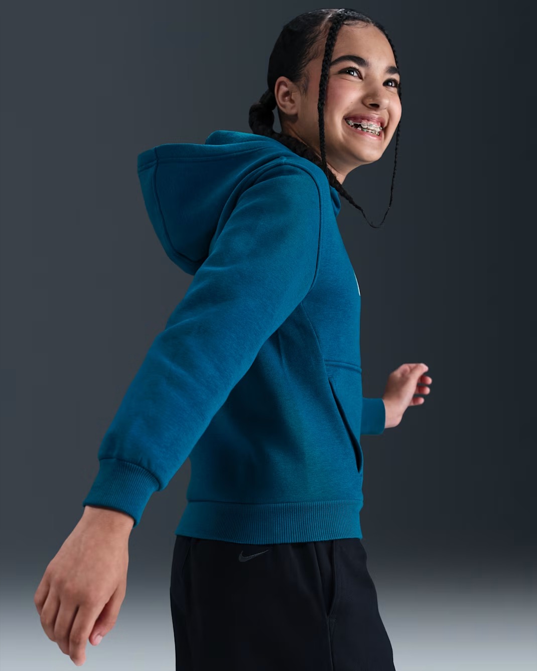 NIKE KM CLUB FLEECE JUNIOR HOODIE GREEN ABYSS/IGLOO 140