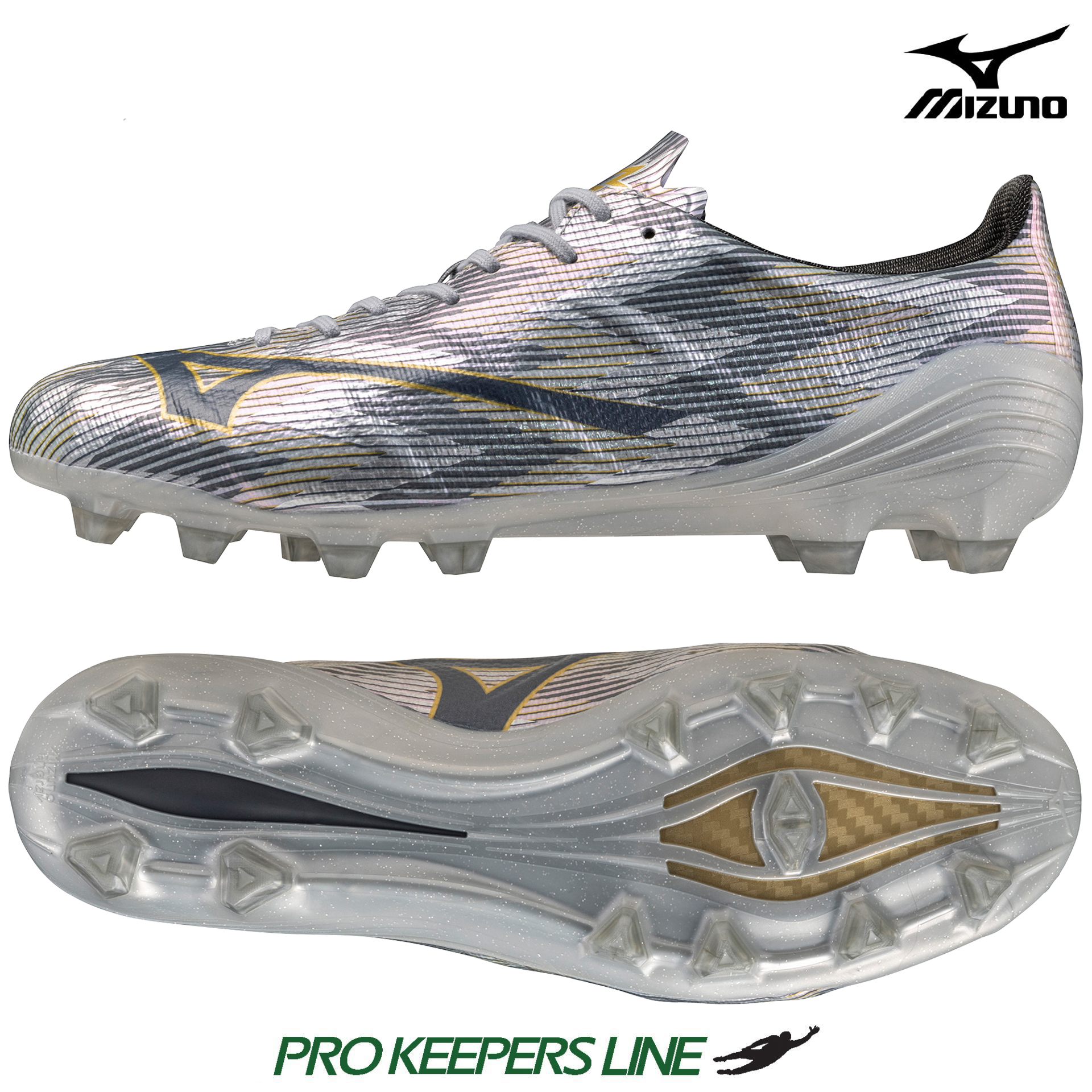MIZUNO ALPHA II ELITE FG GALAXY SILVER/8605 C/GOLD | US 11 (UK 10