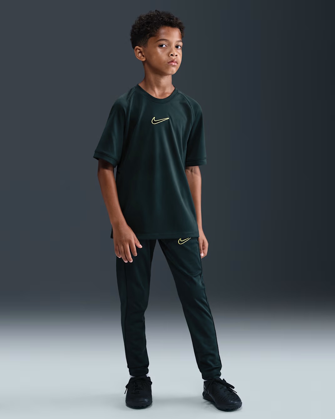 NIKE ACADEMY KIDS DRI-FIT SHORT-SLEEVE SEAWEED/BLACK