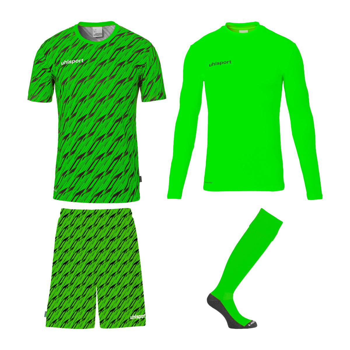 UHLSPORT PROGRESSIVE GOALKEEPER SET FLUO GREEN/BLACK JUNIOR